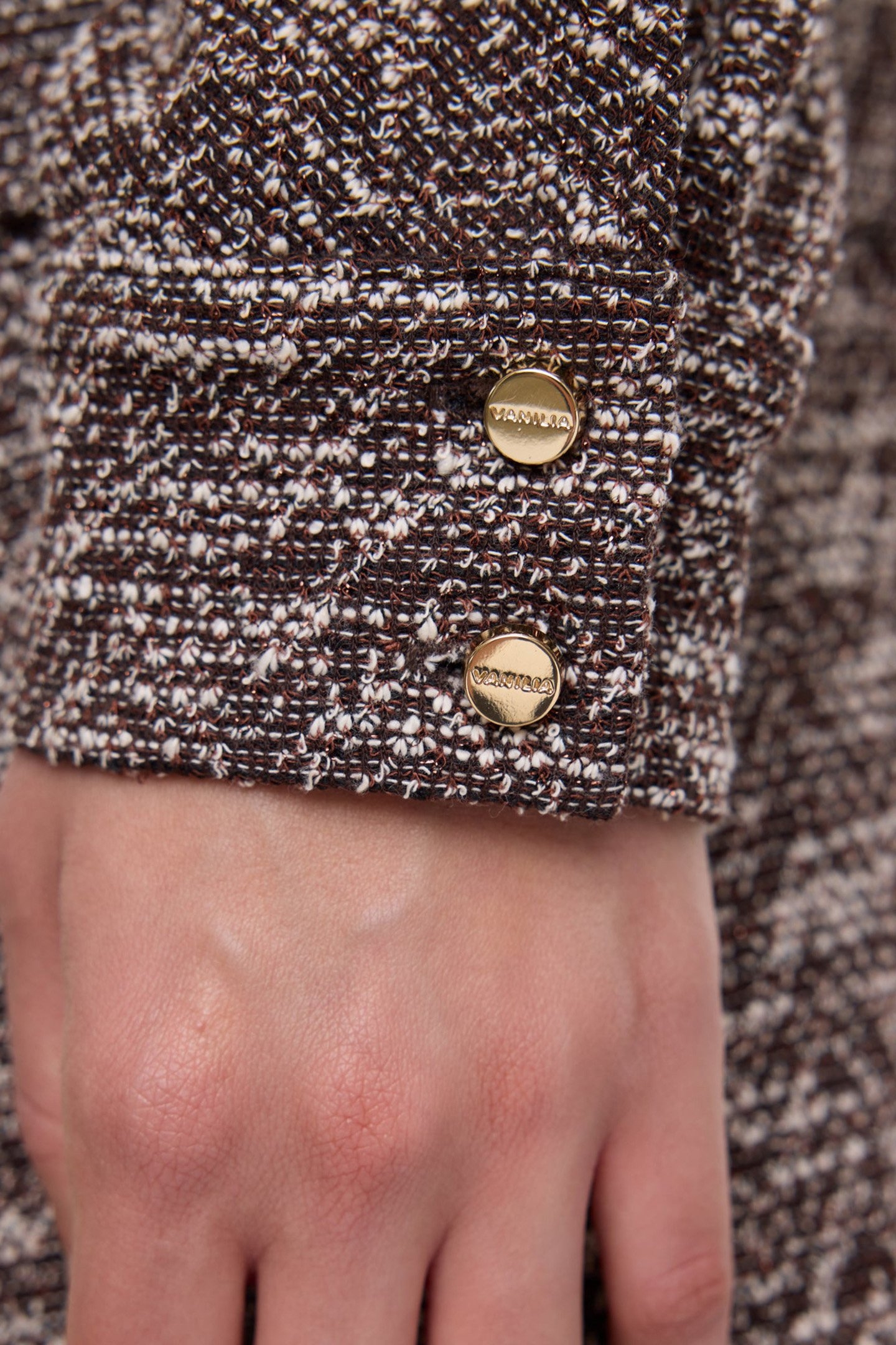 HIGH NECK TWEED TOP EAGLE BROWN 7