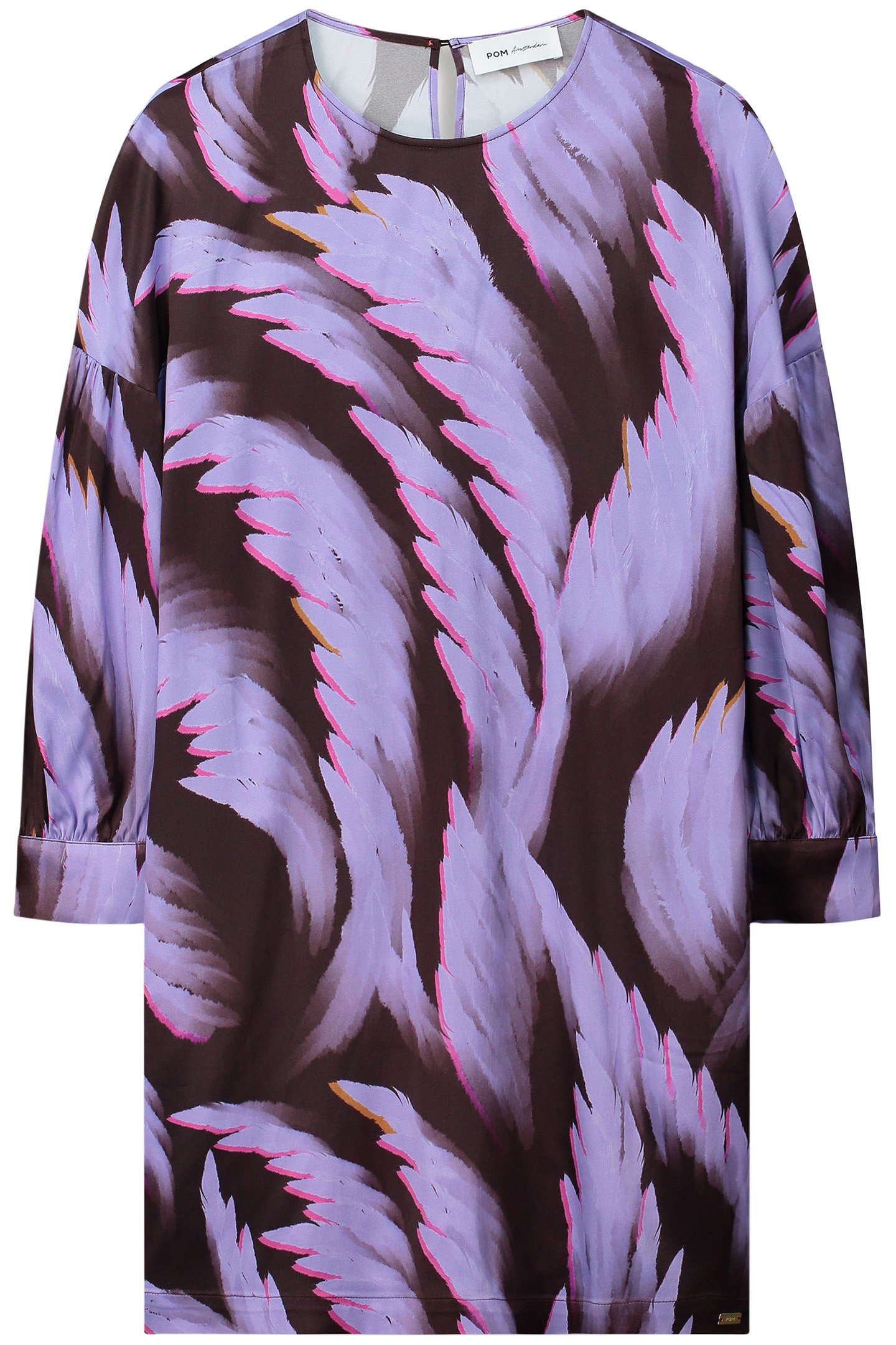 DRESS - SATIN FEATHERS BROWN 3