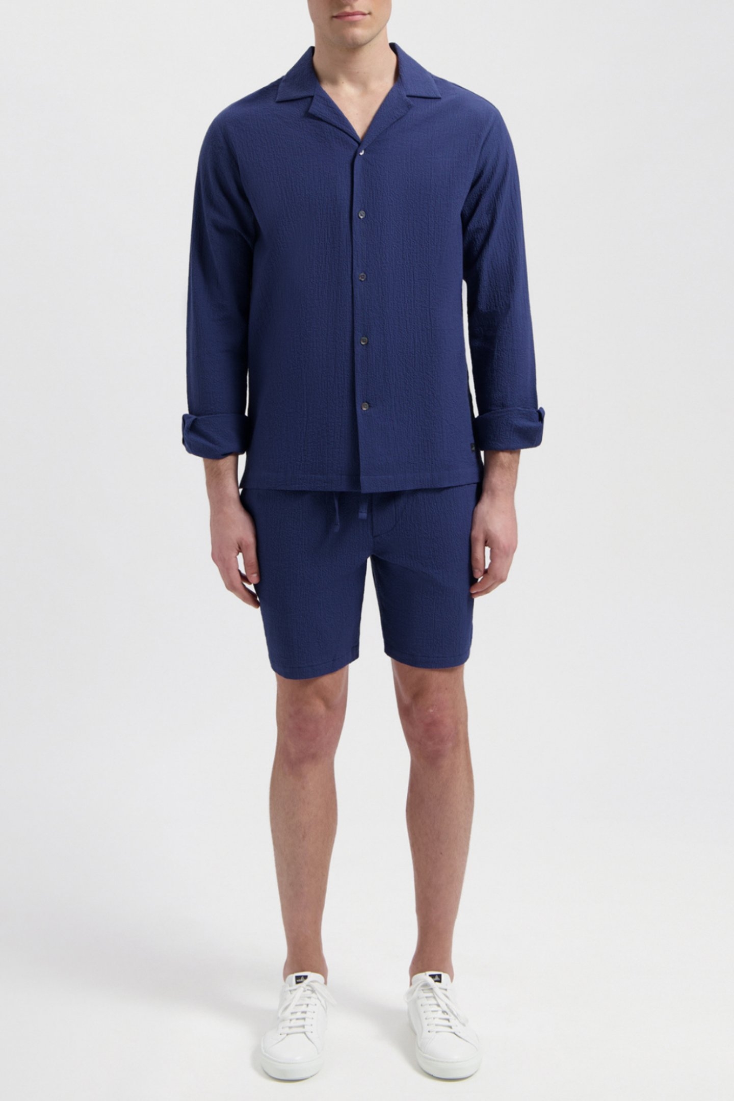 COOKE | STRETCH SEERSUCKER SHIRT NAVY BLUE 1