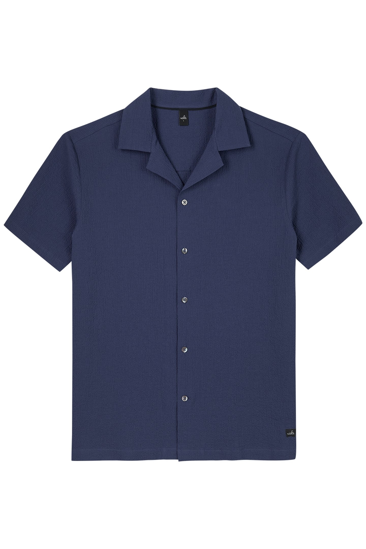 SHAW | SHORTSLEEVE STRETCH SEERSUCKER SHIRT NAVY BLUE 2