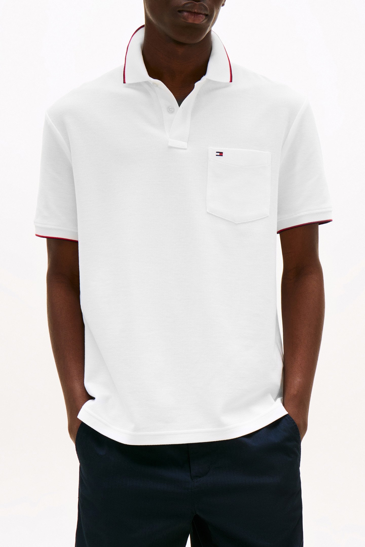 POCKET CLASSIC FIT POLO SHIRT, WHITE 1