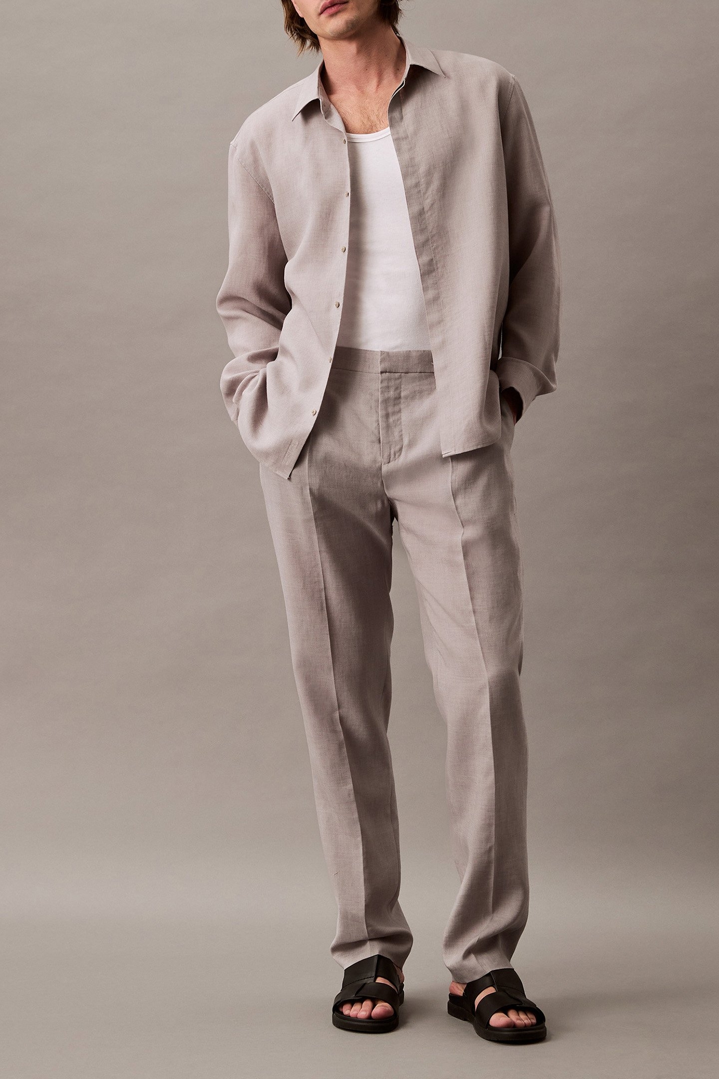 LS LINEN EASY SHIRT FORMAL GRAY 3