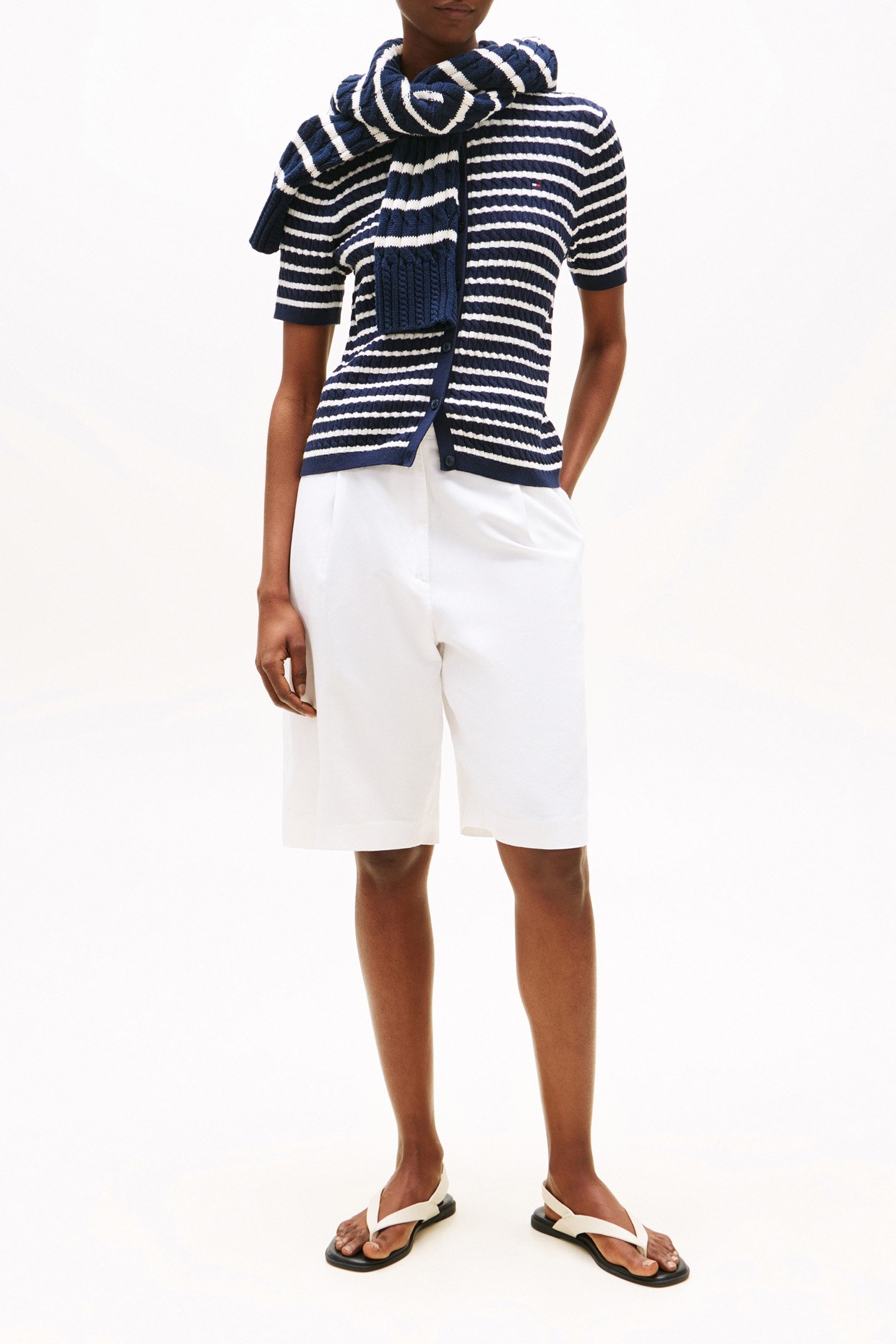 CABLE FINE GG SWEATER STD FIT NAVY/IVORY BLUE 4