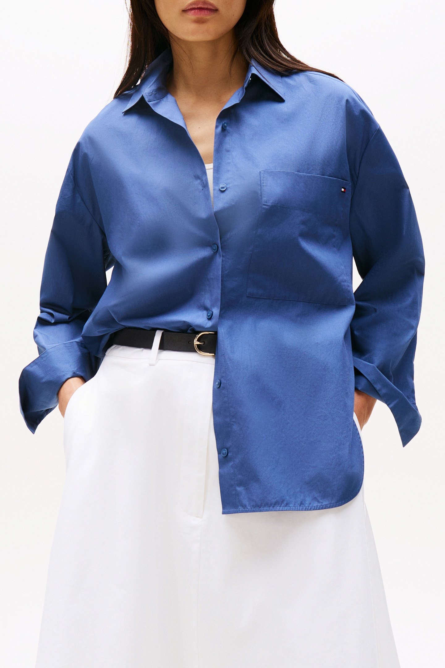 ESS POPLIN NEW EASY WIDE FIT SHIRT IN NAVY 1