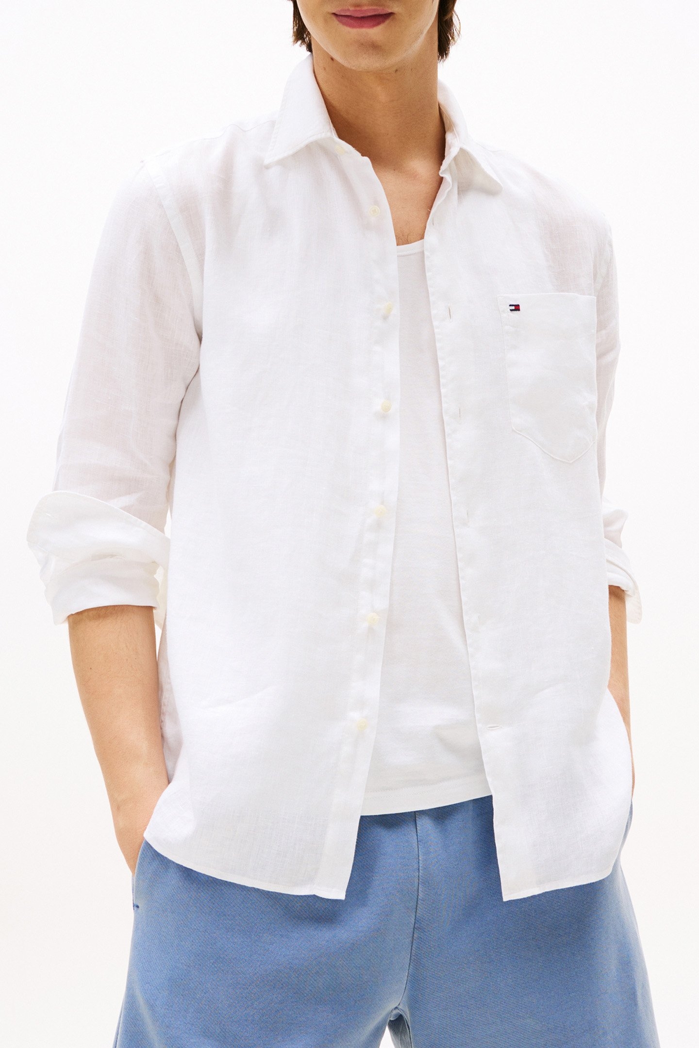 PIECE DYE LINEN RF SHIRT WHITE 1
