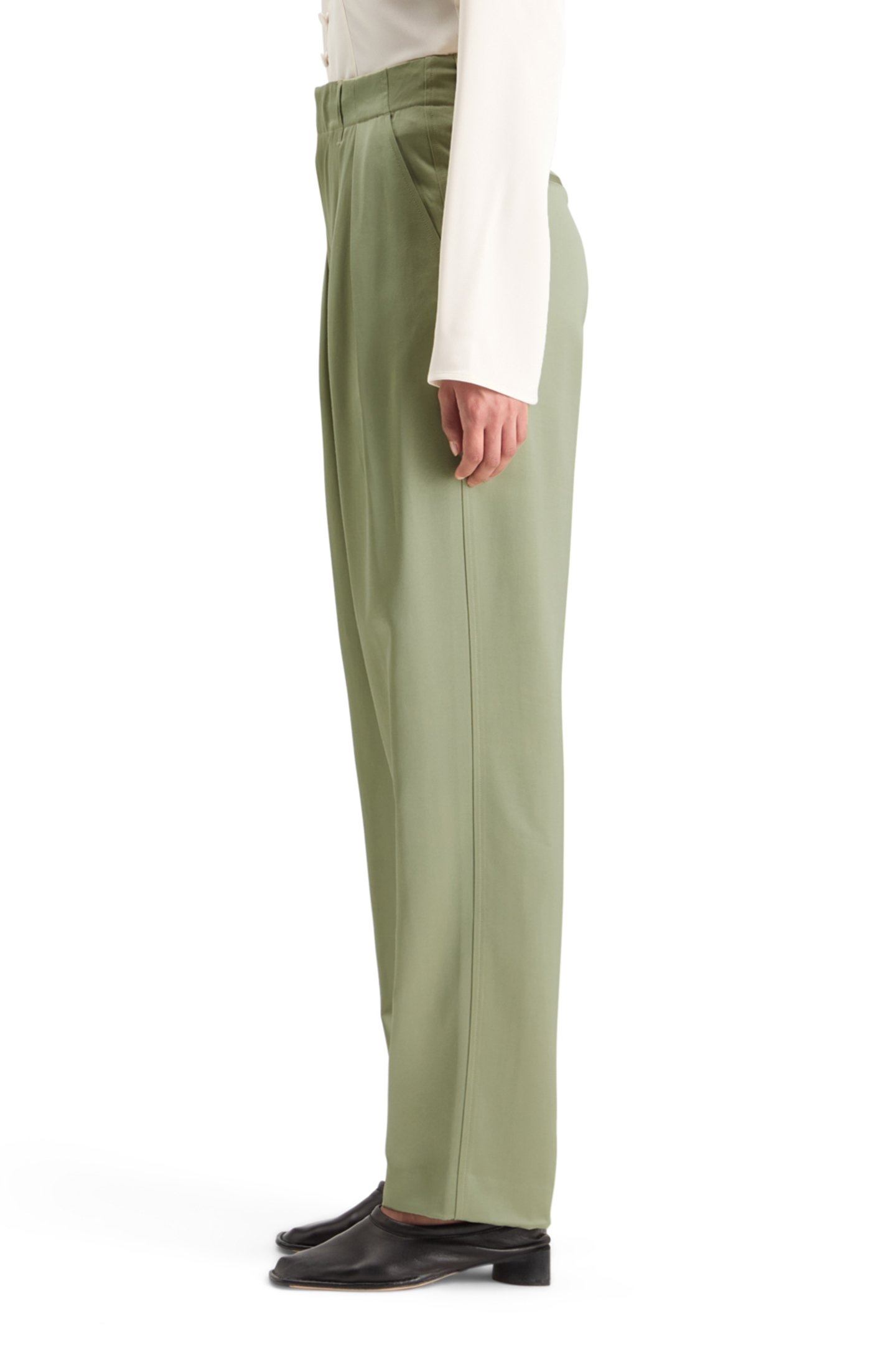 FAYE SATIN HIGH RISE RELAXED TAPERED LEG WASHED SAGE 6
