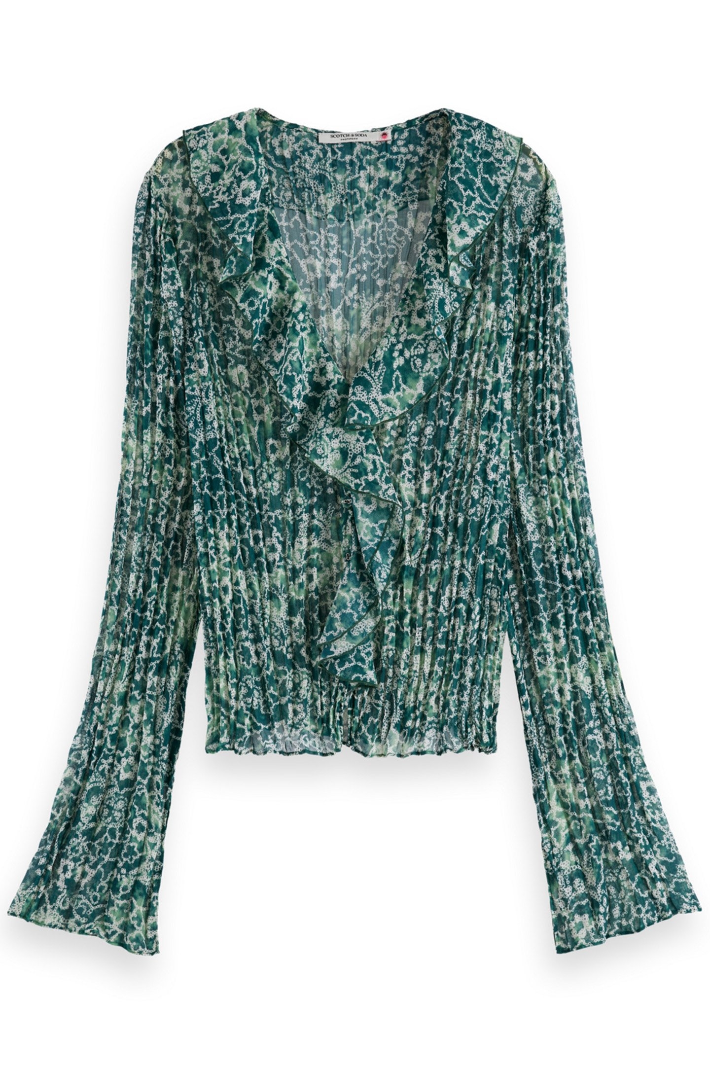 RUFFLED TOP SHIBORI FLORAL GREEN 4