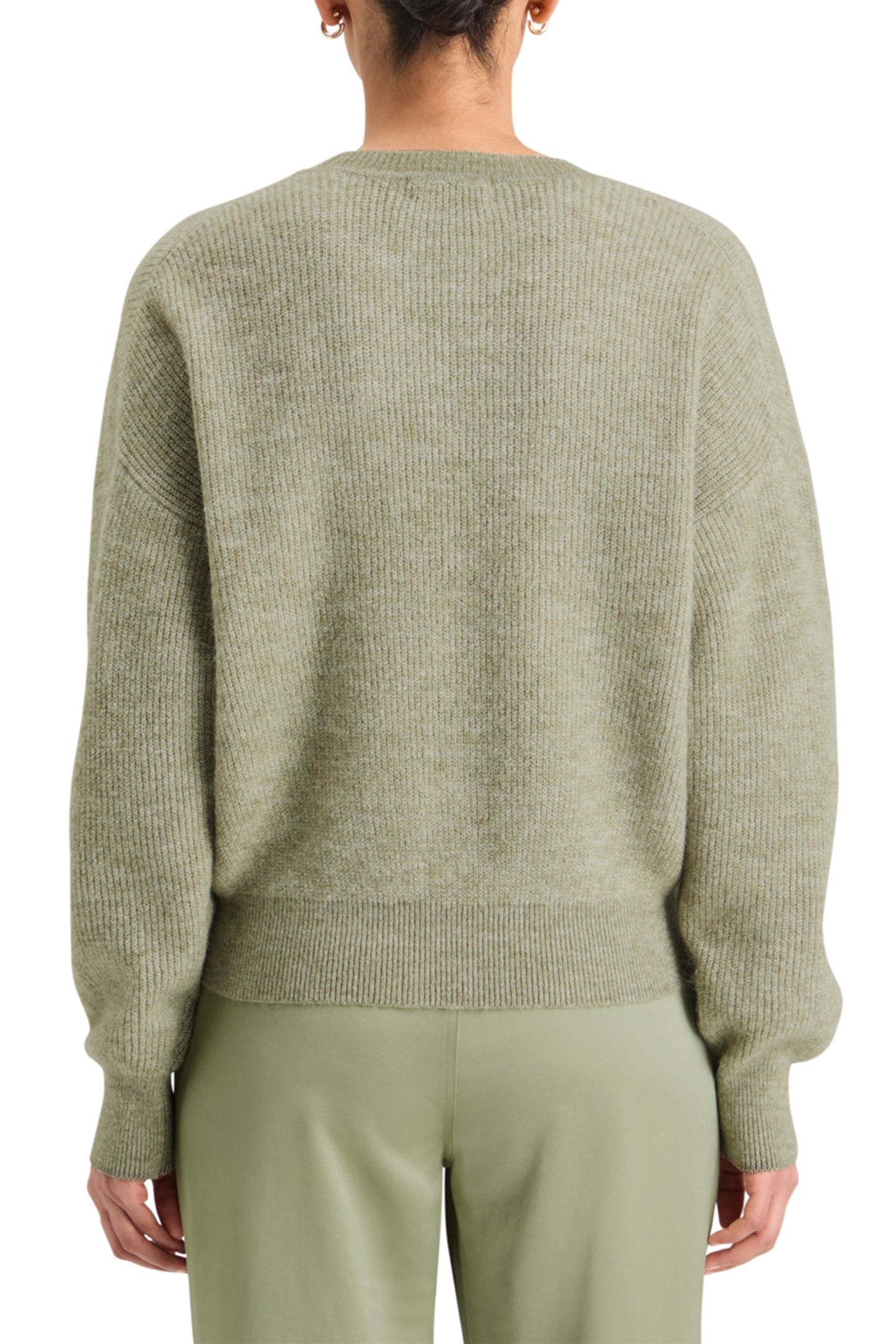 FUZZY CREW NECK PULLOVER WASHED SAGE MELANGE 2
