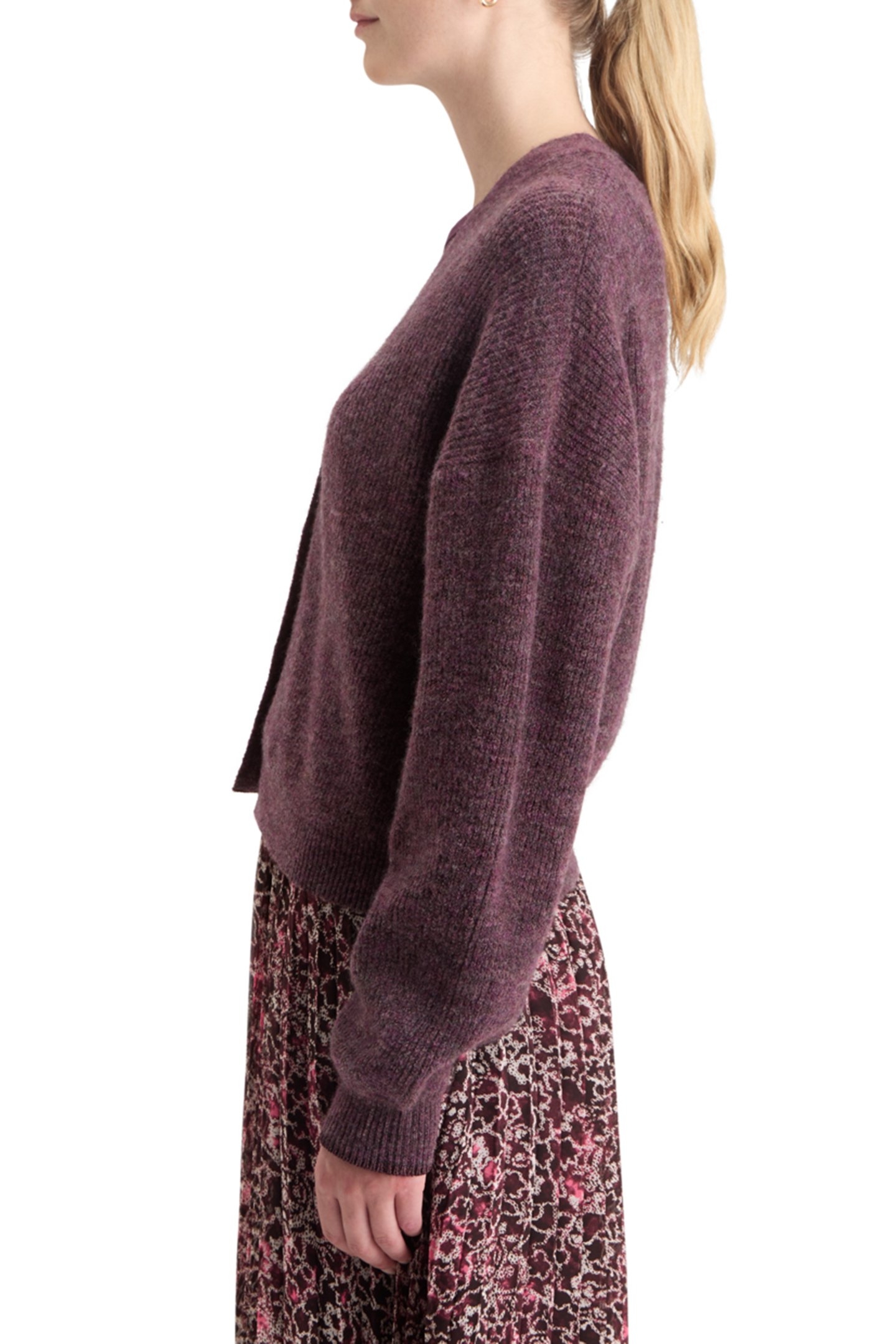 FUZZY RELAXED CARDIGAN BERRY MELANGE 6