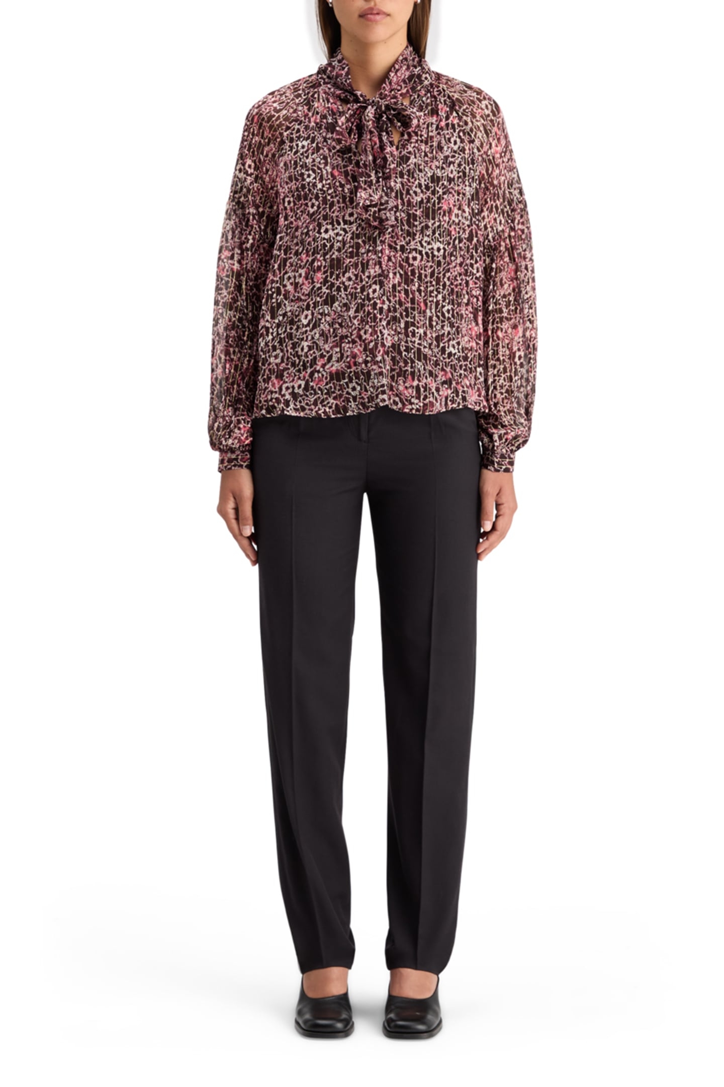 LUREX TOP WITH BOW NECK SHIBORI FLORAL PINK 3