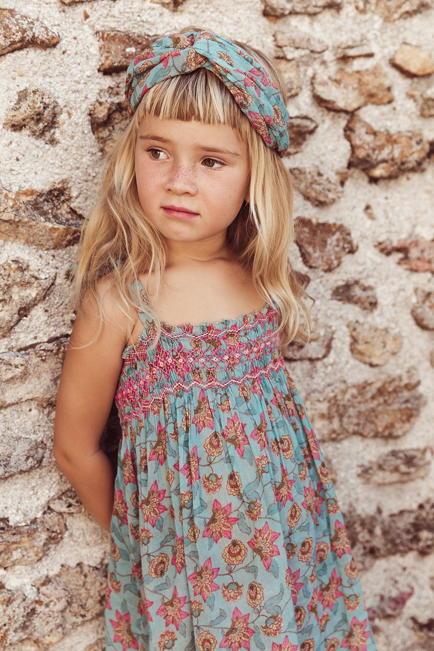 DRESS MARCELINE TURQUOISE FLOWERS 5