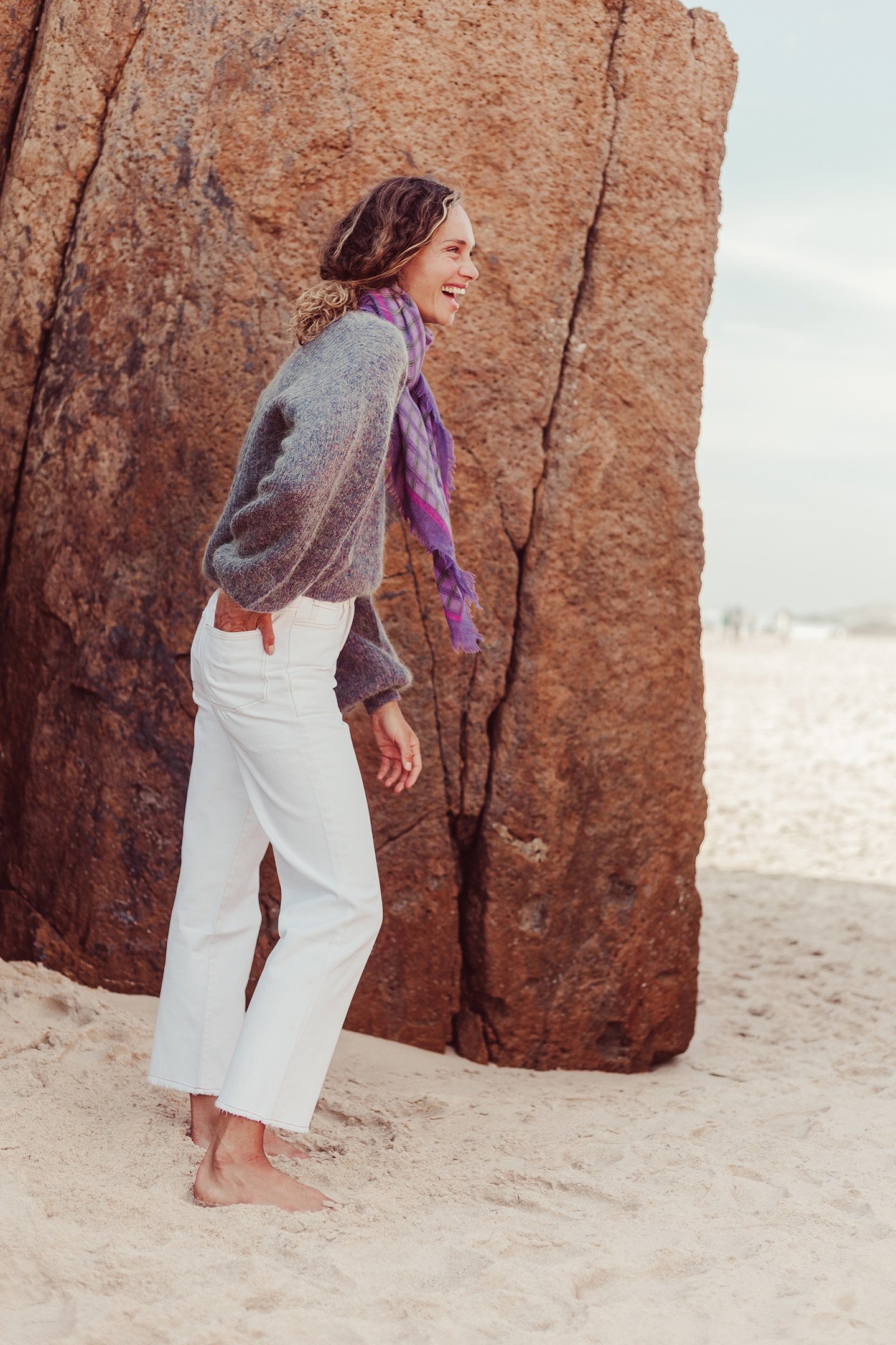 WOVEN SCARF MEKNESS PURPLE CHECKS 6