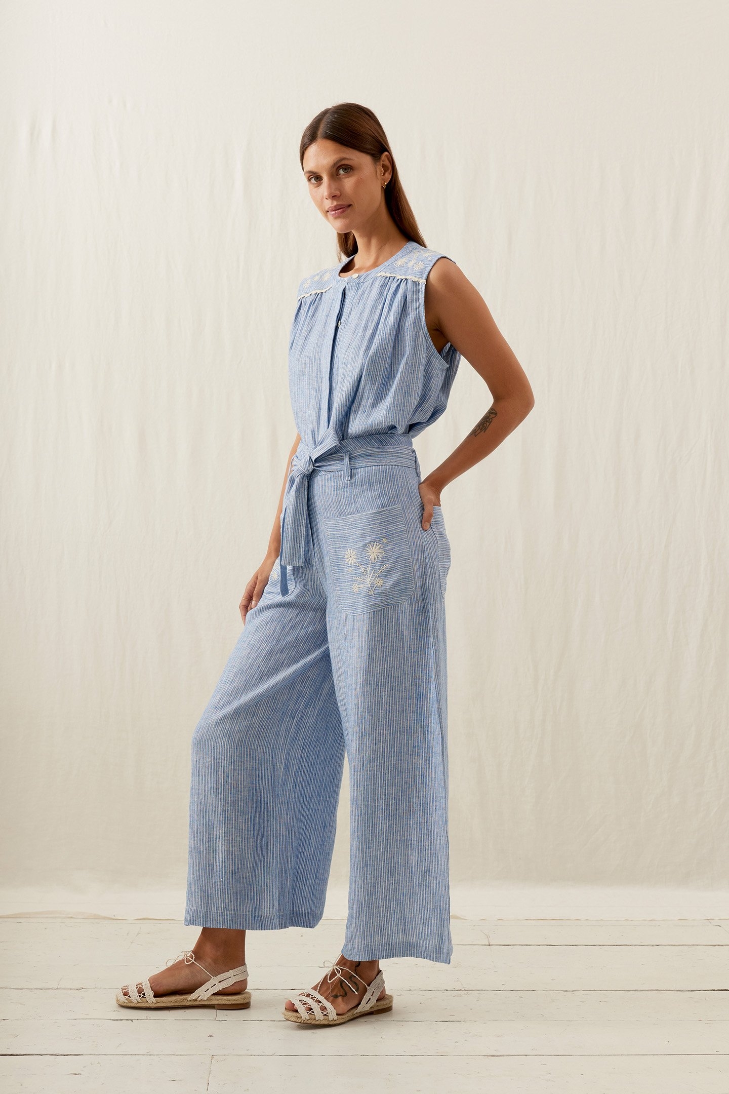 PANTS VIRGILIA WHITE - BLUE STRIPES 4