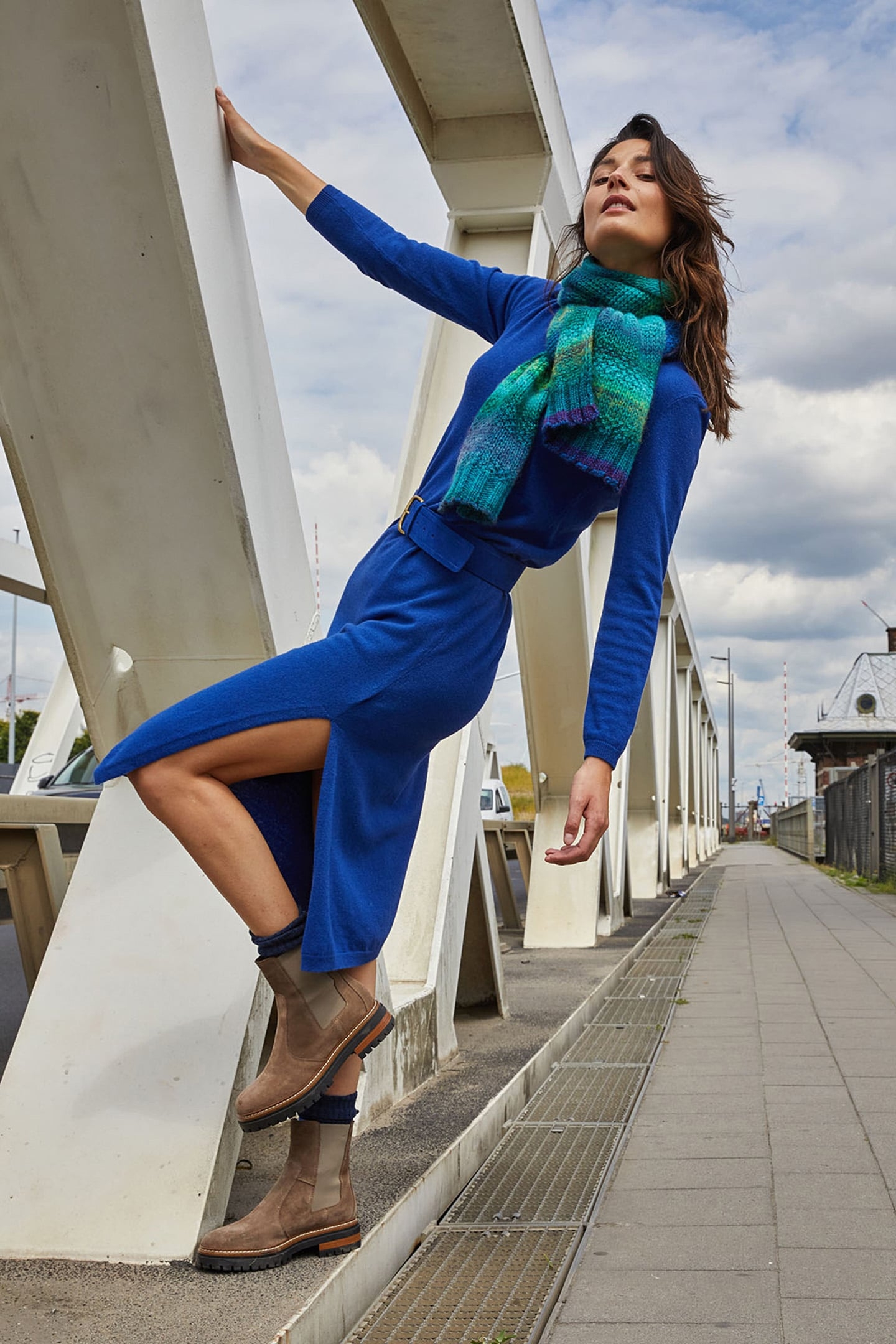 BLUE LONG BELTED DRESS 5