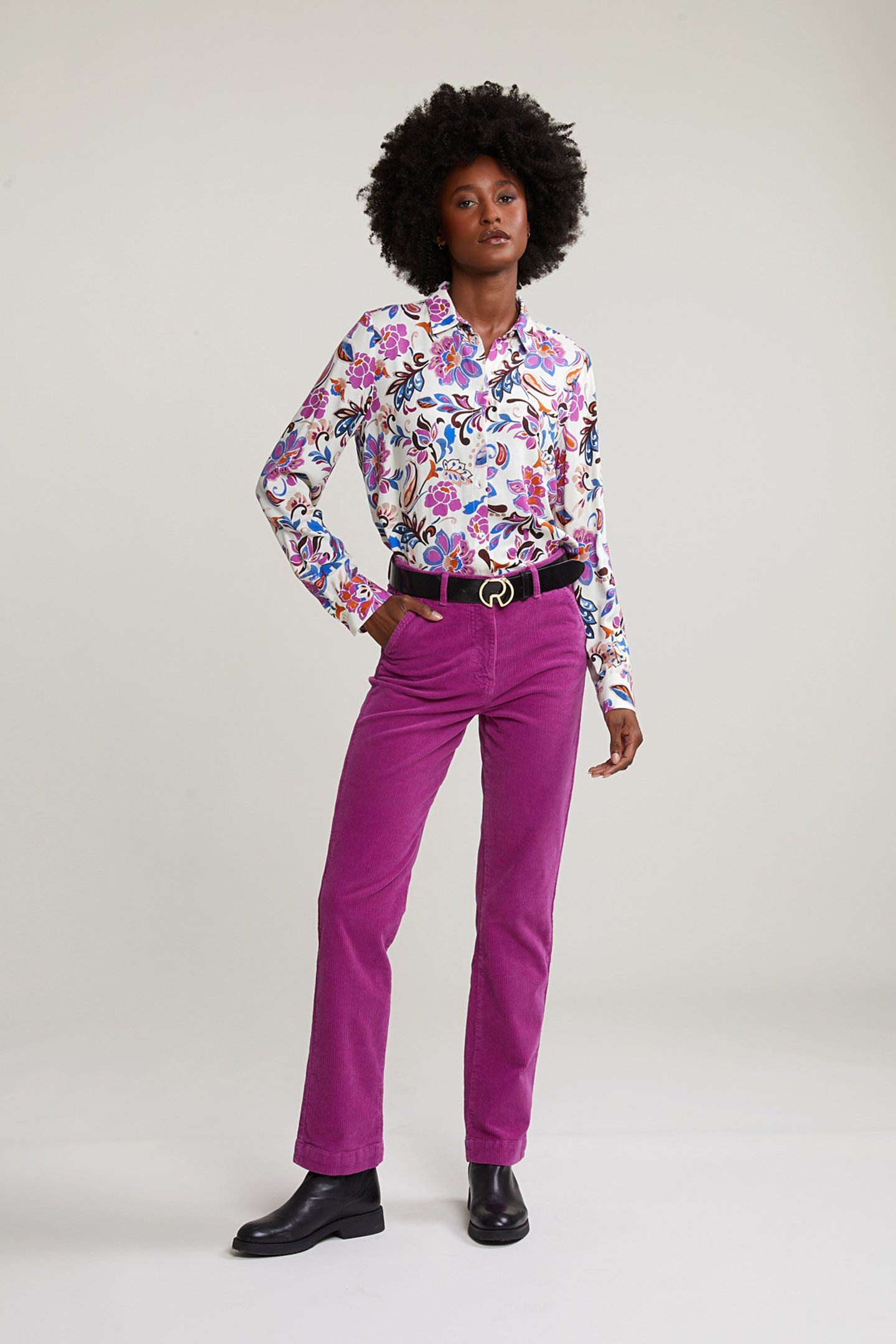 PURPLE CORDUROY PANTS HIGH WAIST 3