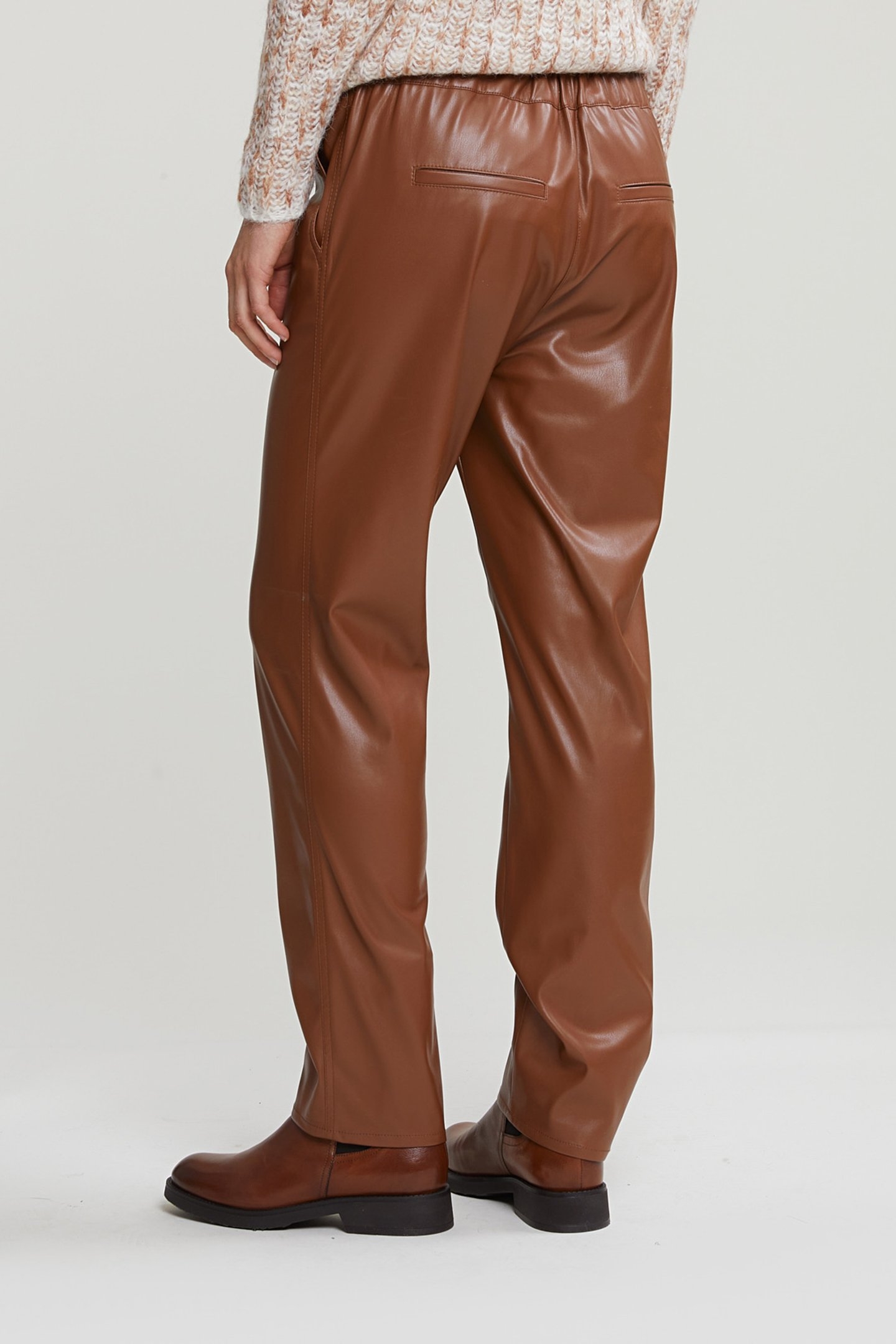 BROWN VEGAN LEATHER PANTS 2