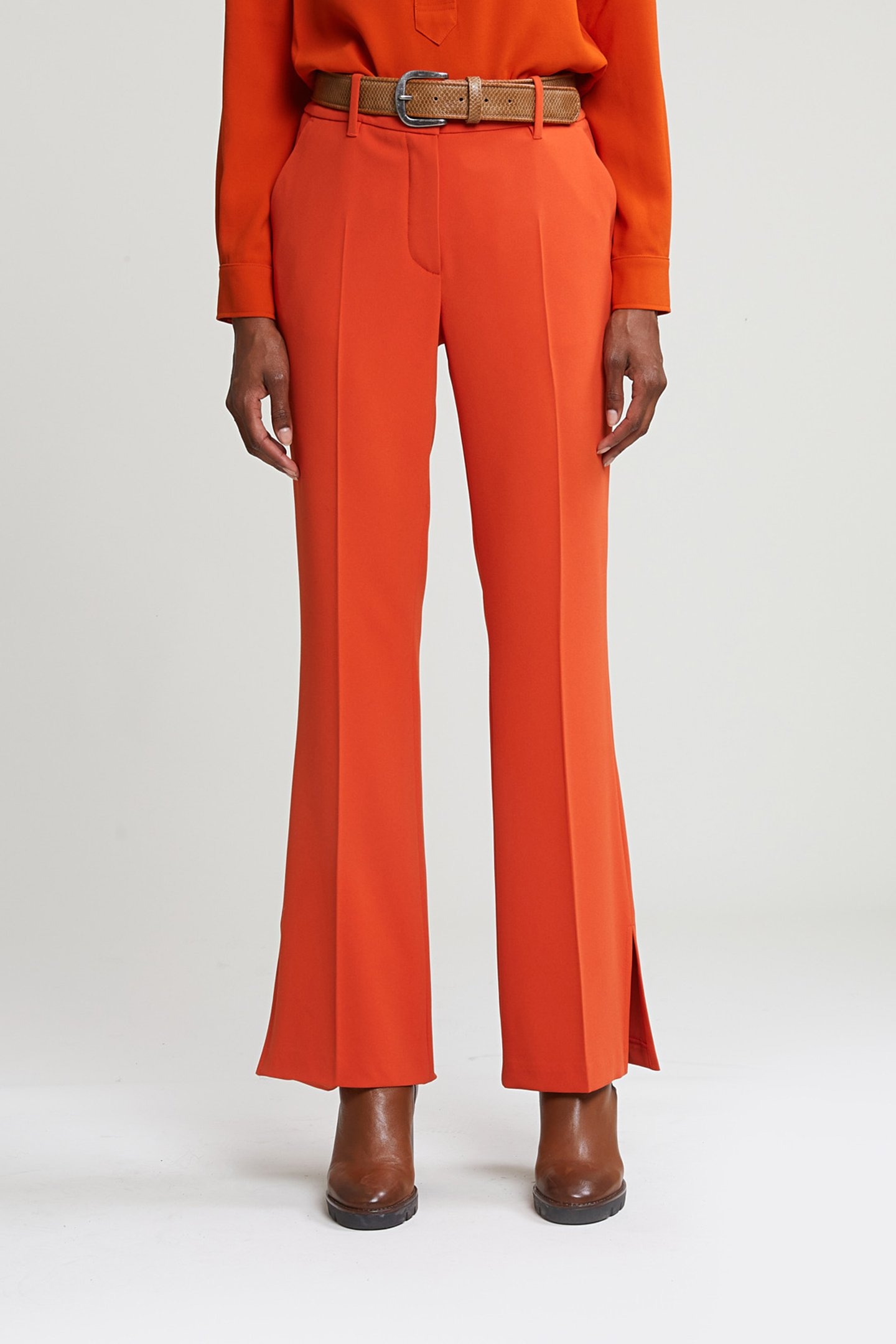 ORANGE CLASSIC PANTS WITH SIDE SLIT 1