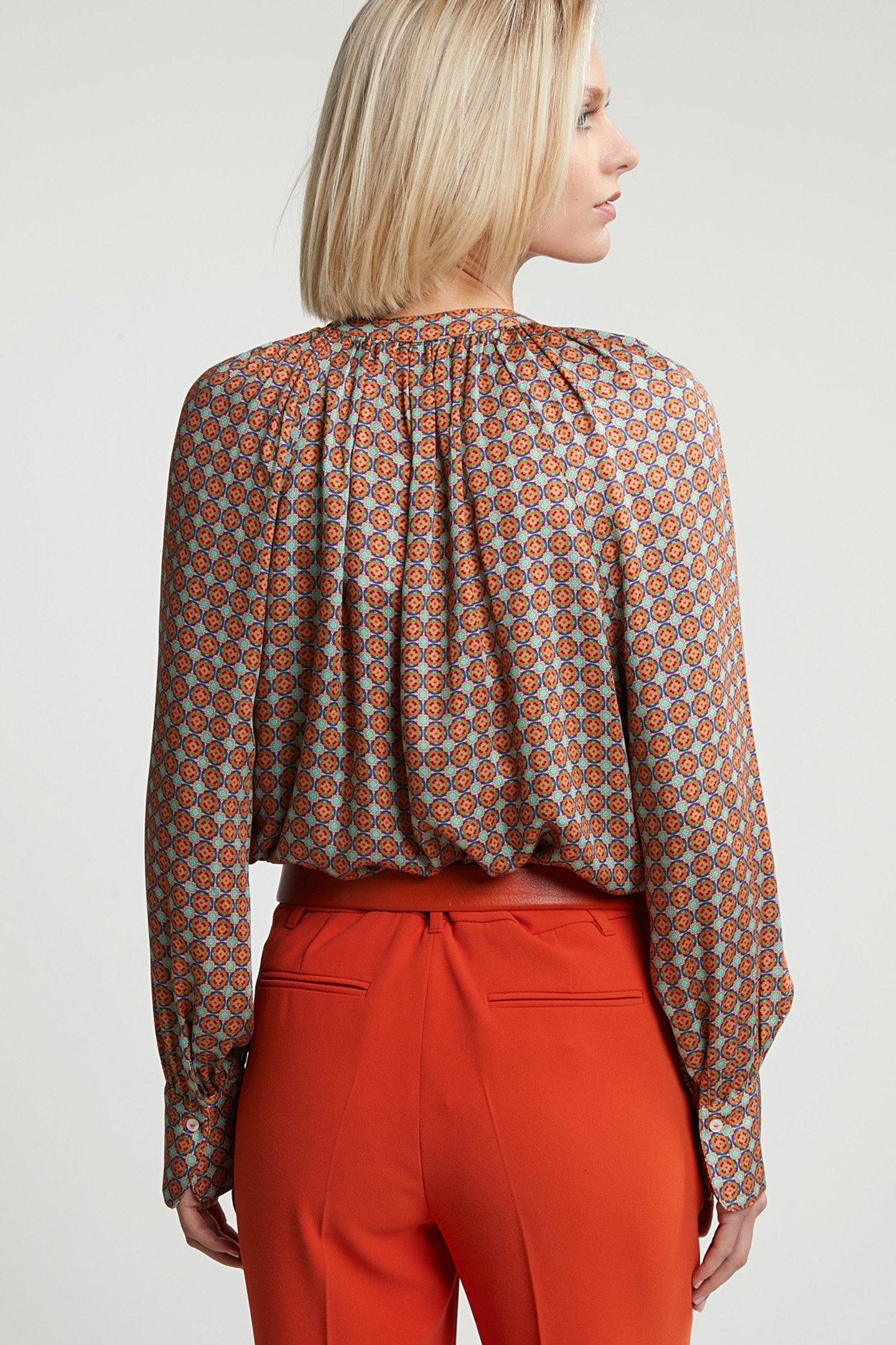 ORANGE/GREEN FANTASY BLOUSE WITH BUTTONS 2