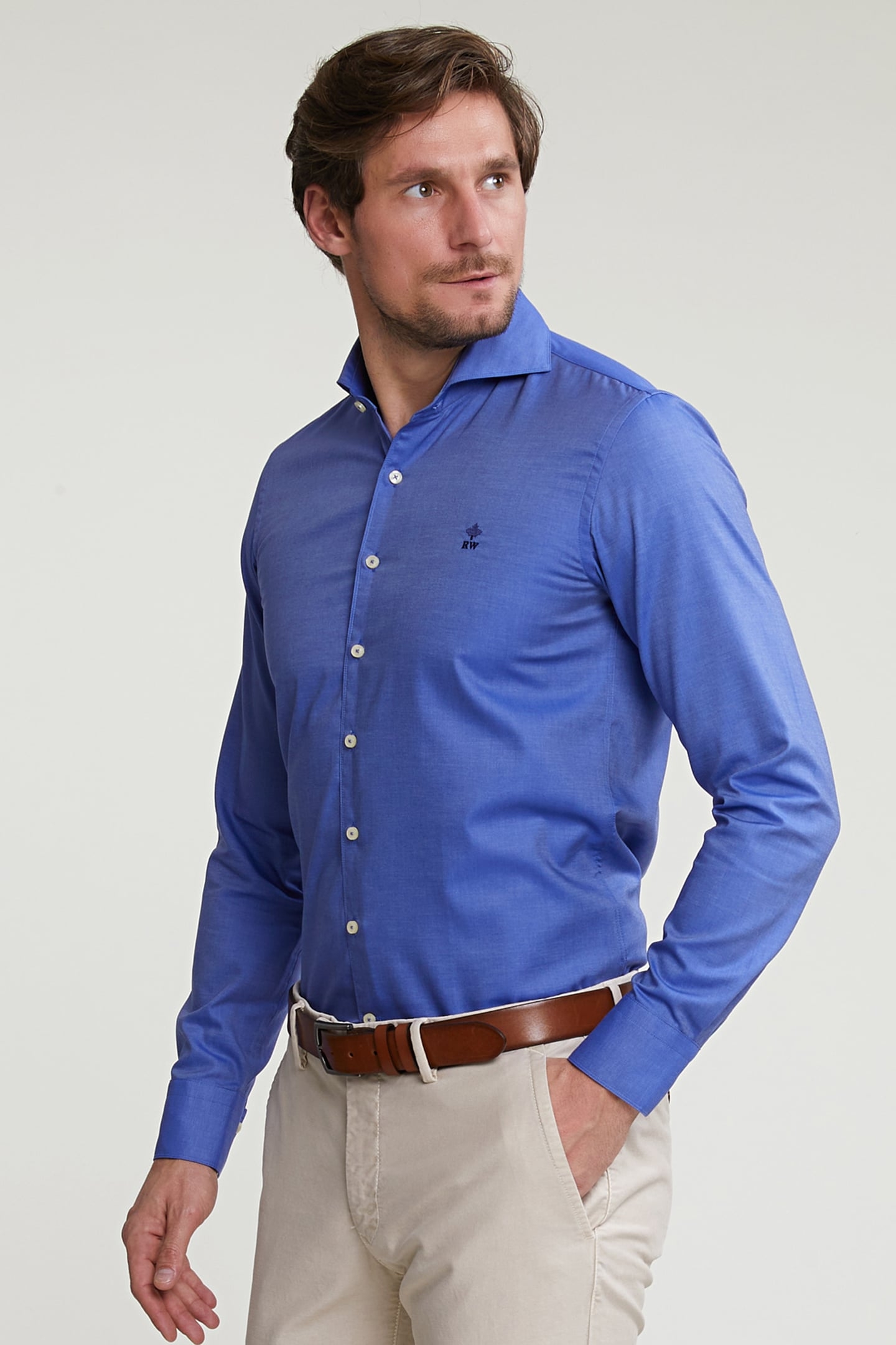 SLIM FIT UNI COTTON SHIRT BLUE 1