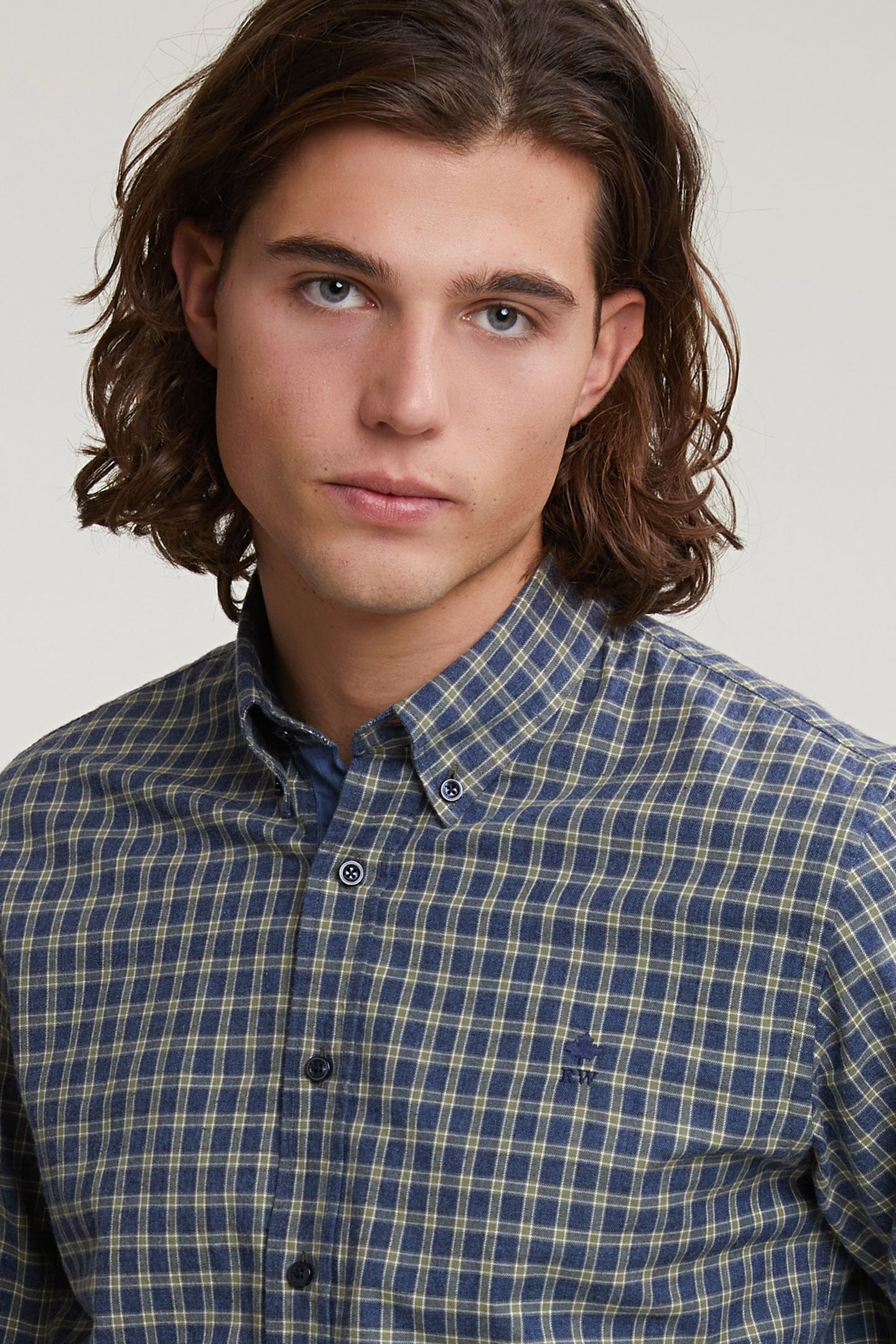 CUSTOM FIT CHECKED SHIRT KHAKI 3