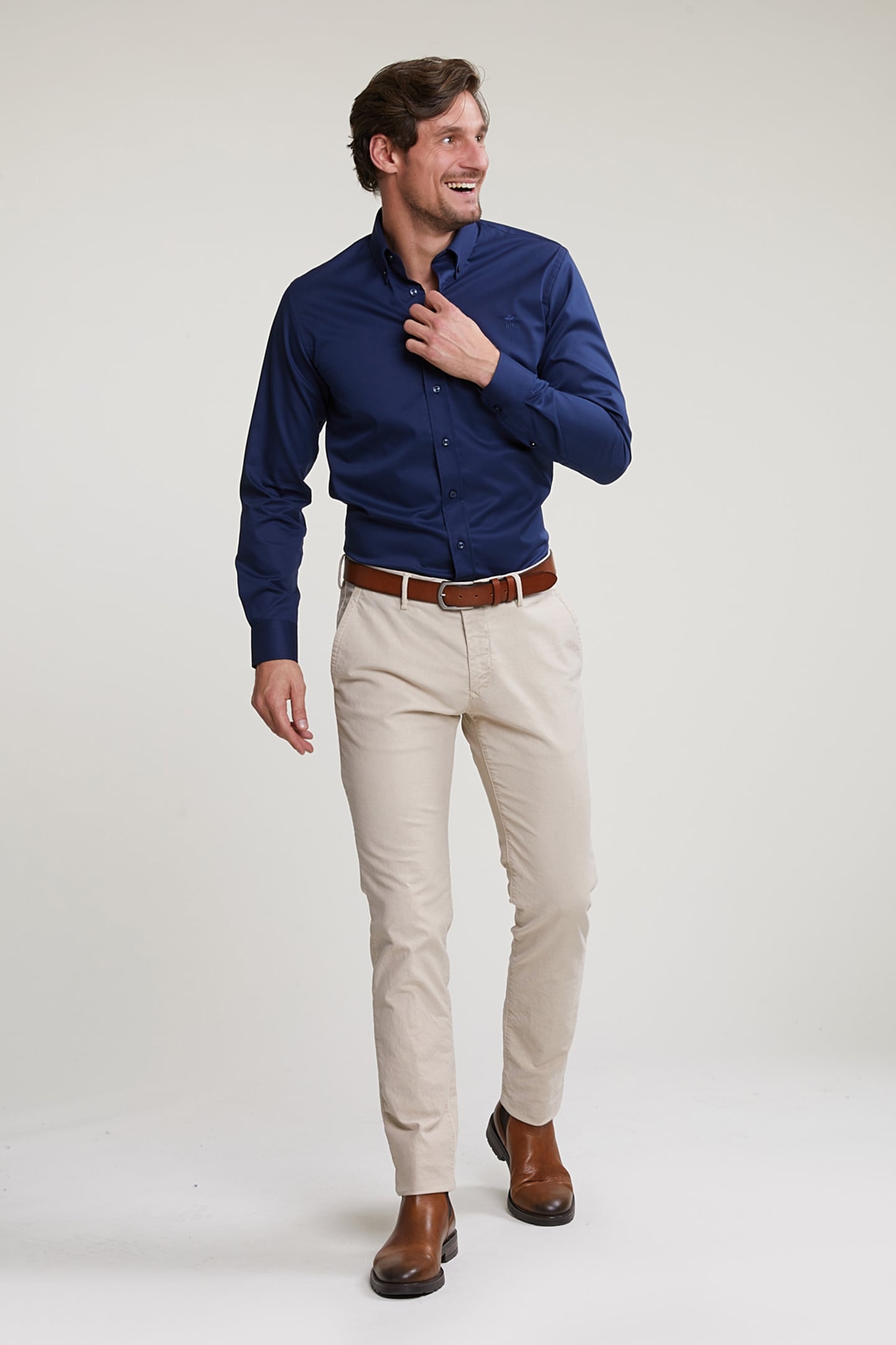 CUSTOM FIT UNI COTTON STRETCH SHIRT BLUE 3