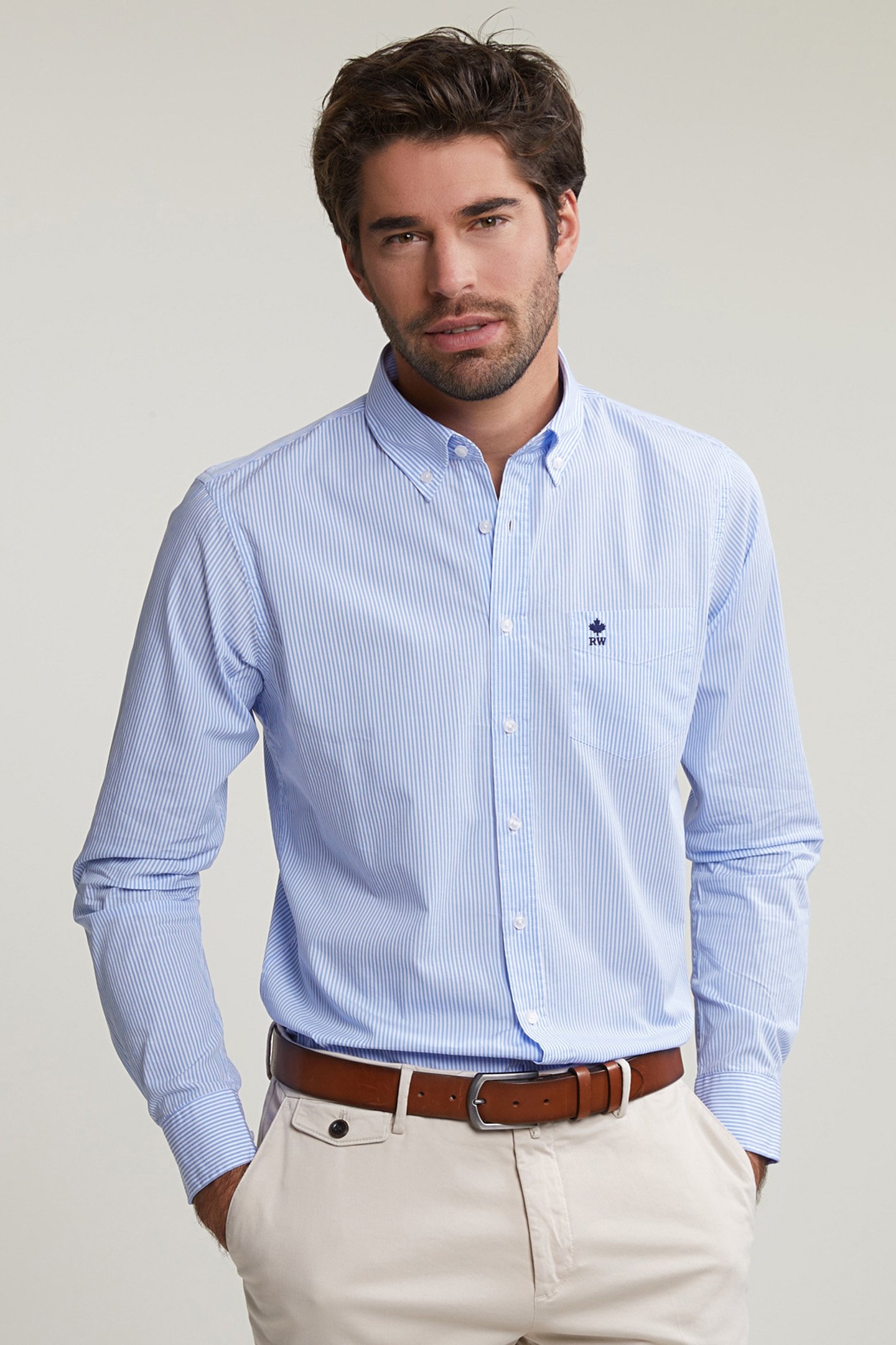 SLIM FIT STRIPED SHIRT WITH POCKET BLUE/WHITE 1