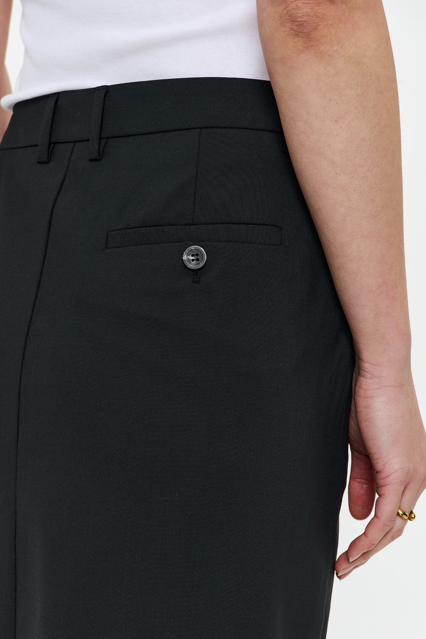 TROPICAL WOOL STRAIGHT SKIRT BLACK 6