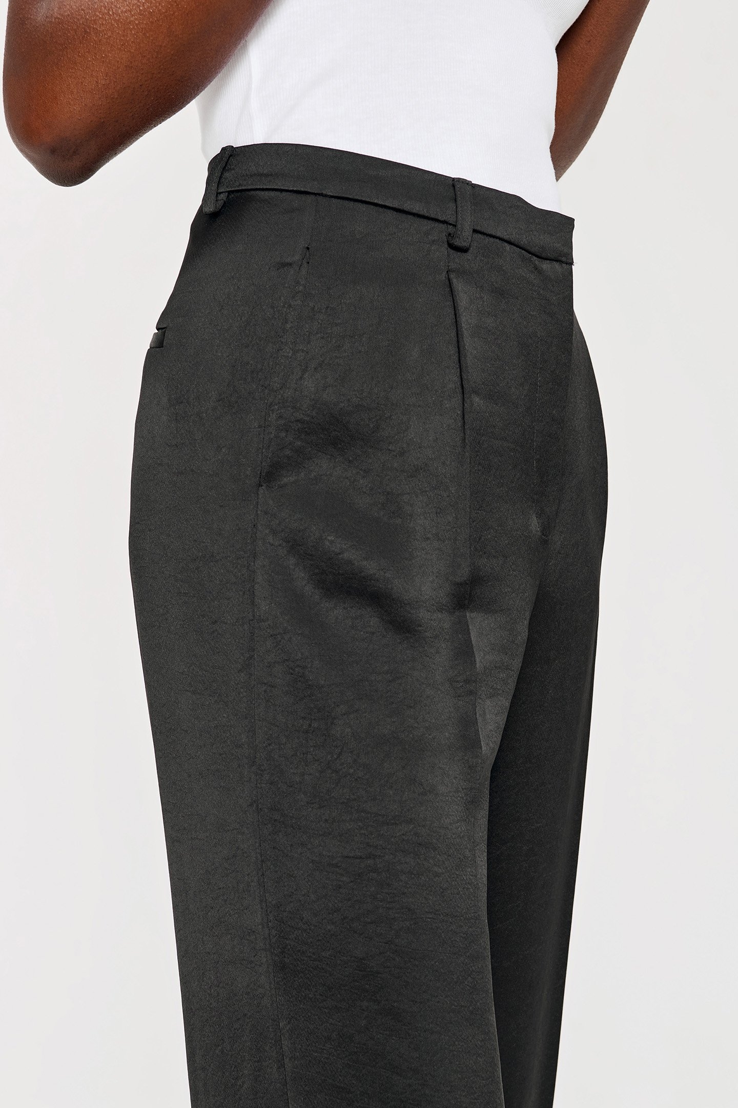 SATIN WIDE LEG PANTS BLACK 4