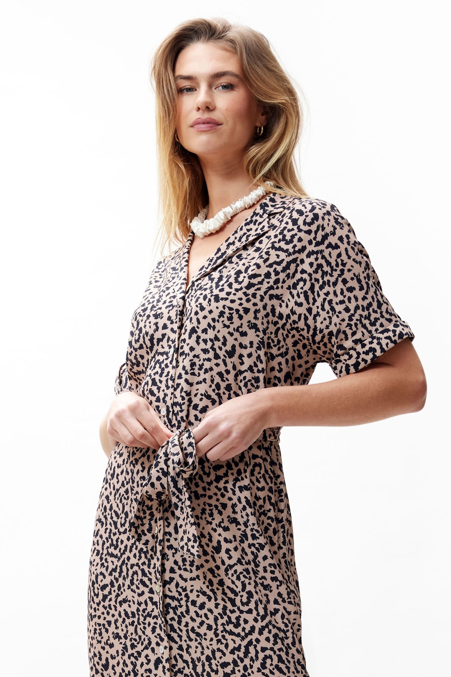 LEOPARD BLOUSE DRESS SESAME 4