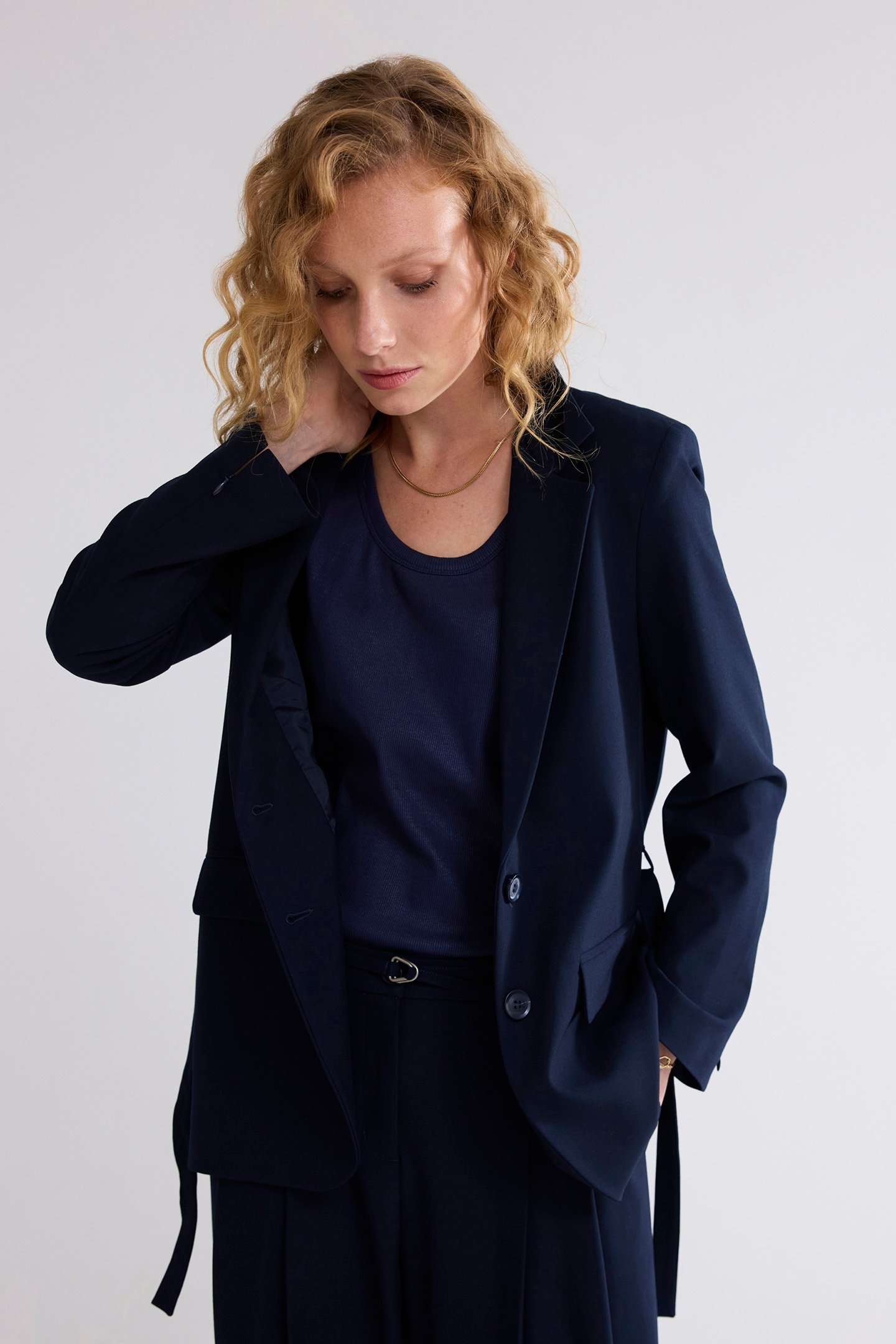 BLAZER VISCOSE BLEND STRETCH MIDNIGHT BLUE 1