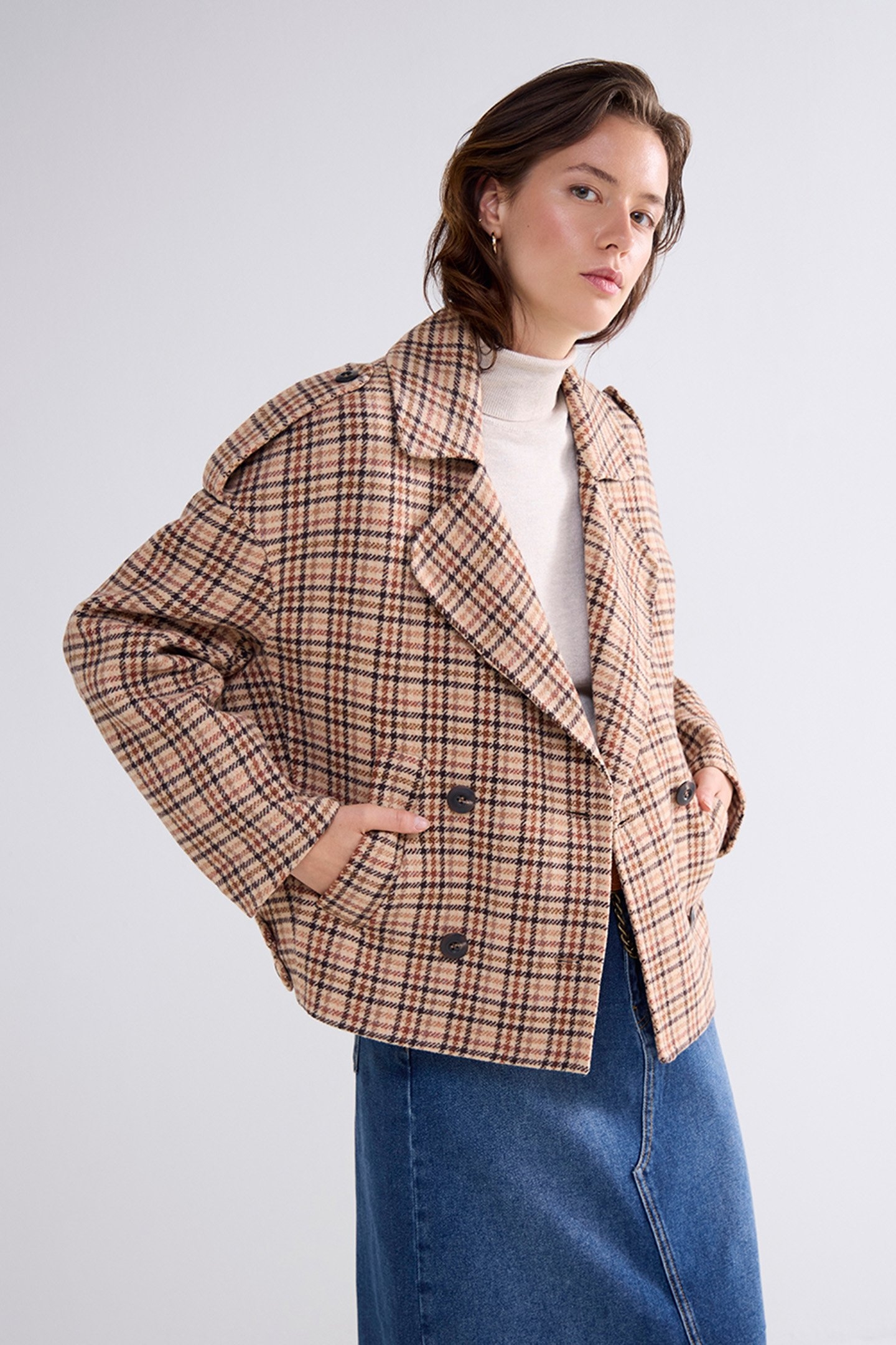 SHORT JACKET CHECK WOOL MULTICOLOUR 1