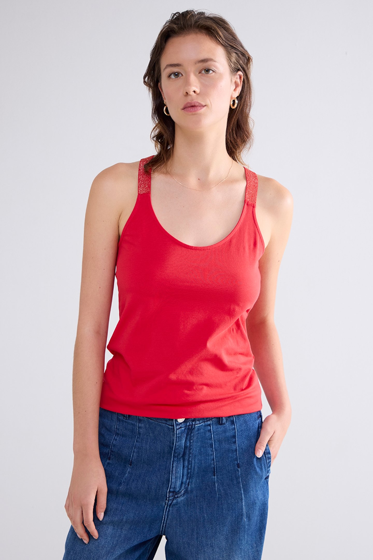 SINGLET CROSSBAND COTTON ELASTANE BASICS TRUE RED 1