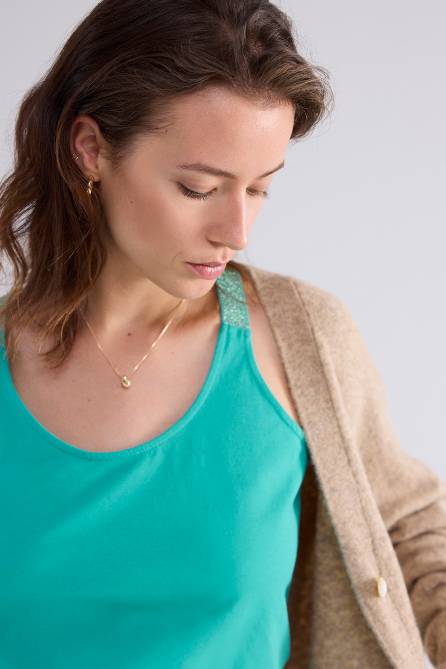 SINGLET CROSSBAND COTTON ELASTANE BASICS PEACOCK 4