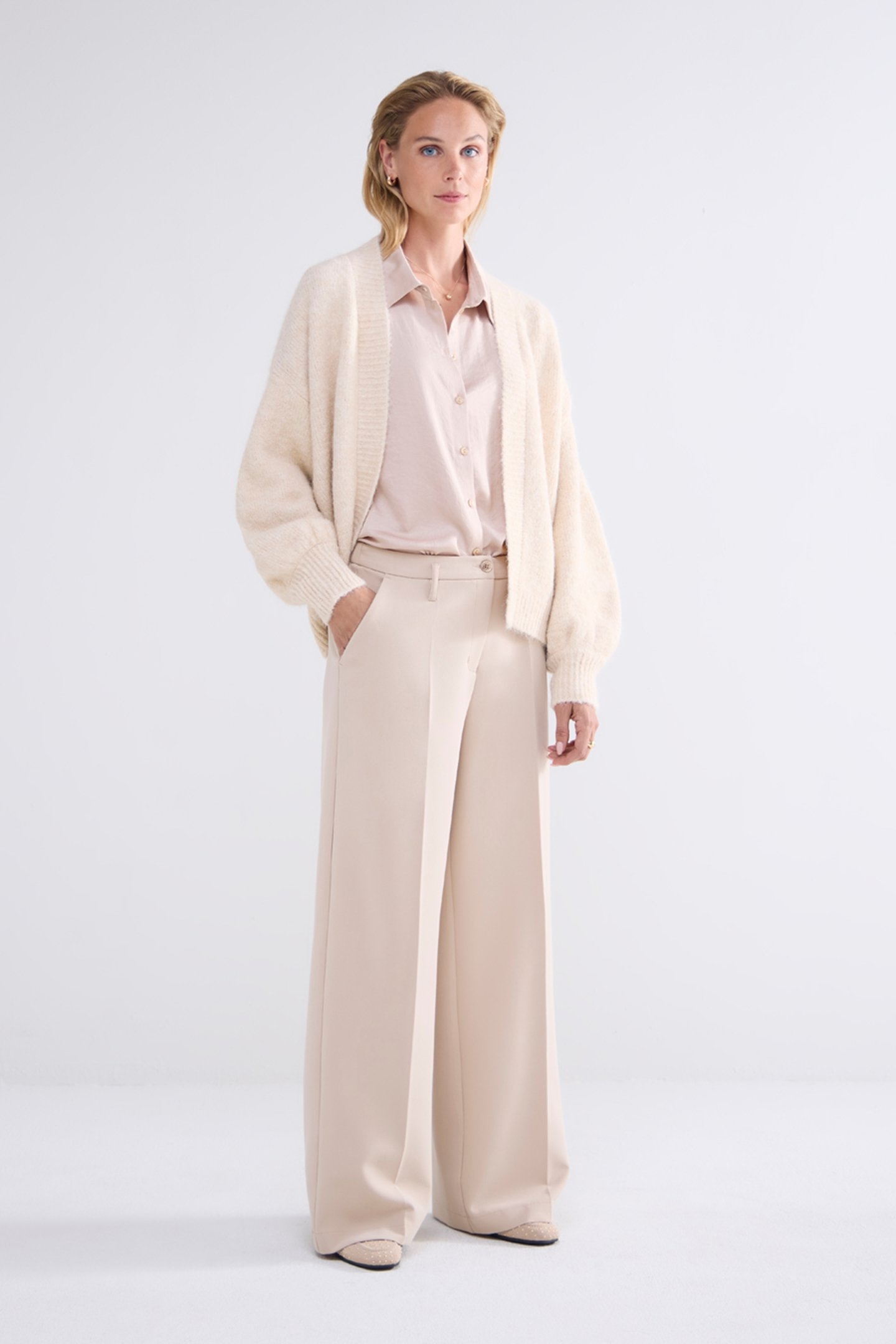 PUFF SLEEVE CARDIGAN COZY MELANGE KNIT CARAMEL COFFEE 2