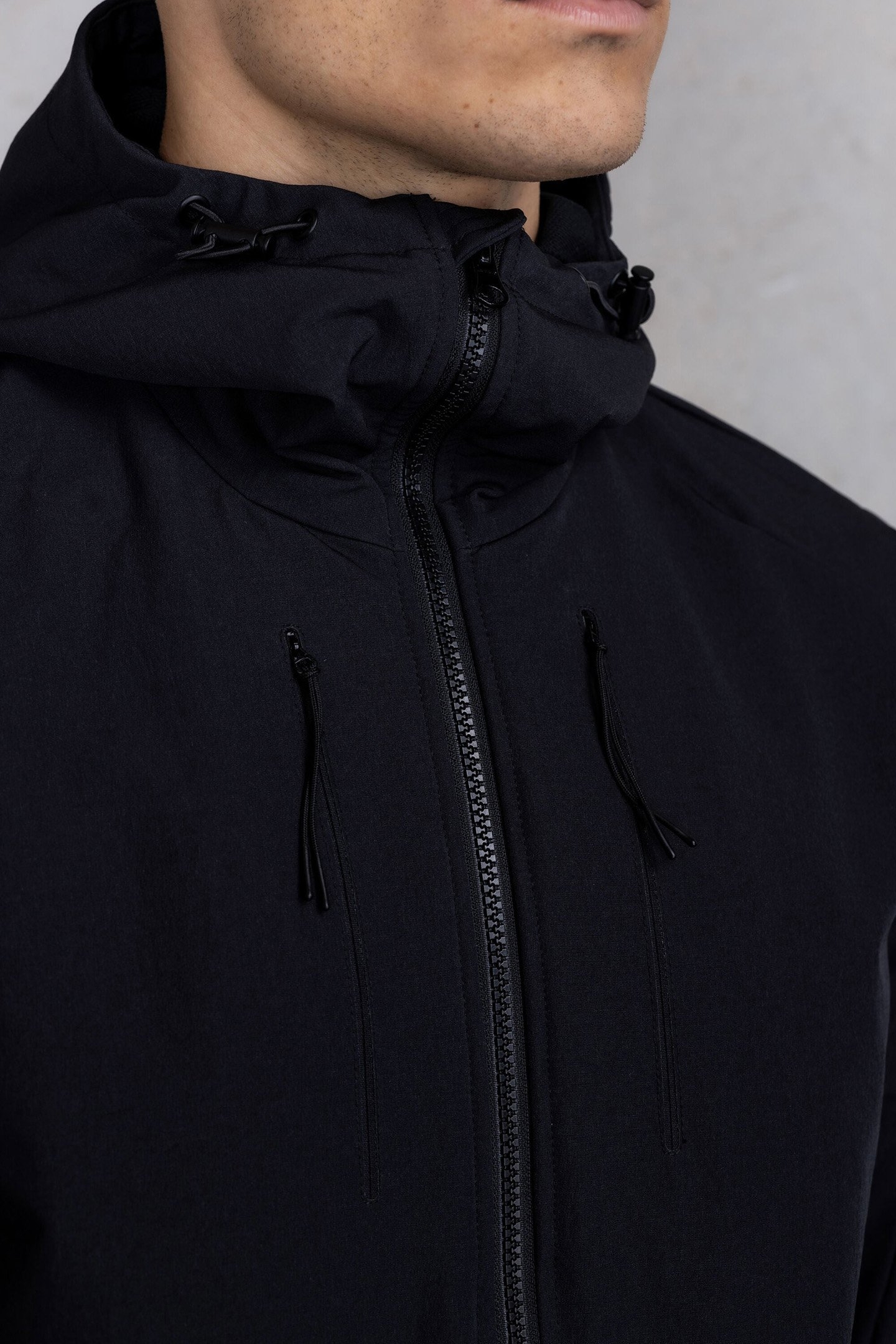 ALEC HOODED WINDBREAKER JACKET JET BLACK 5