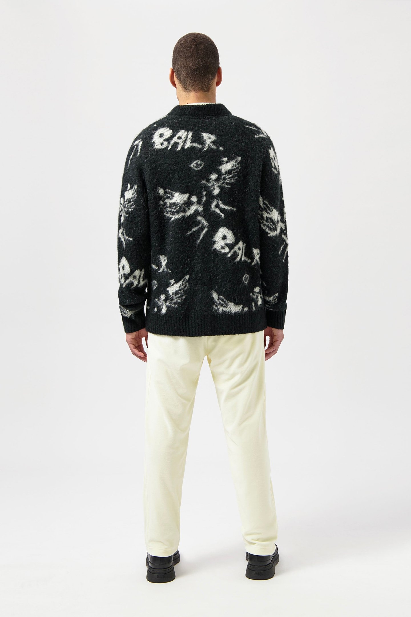 GAME OF THE GODS BOX FIT BRUSHED CARDIGAN JET BLACK 4