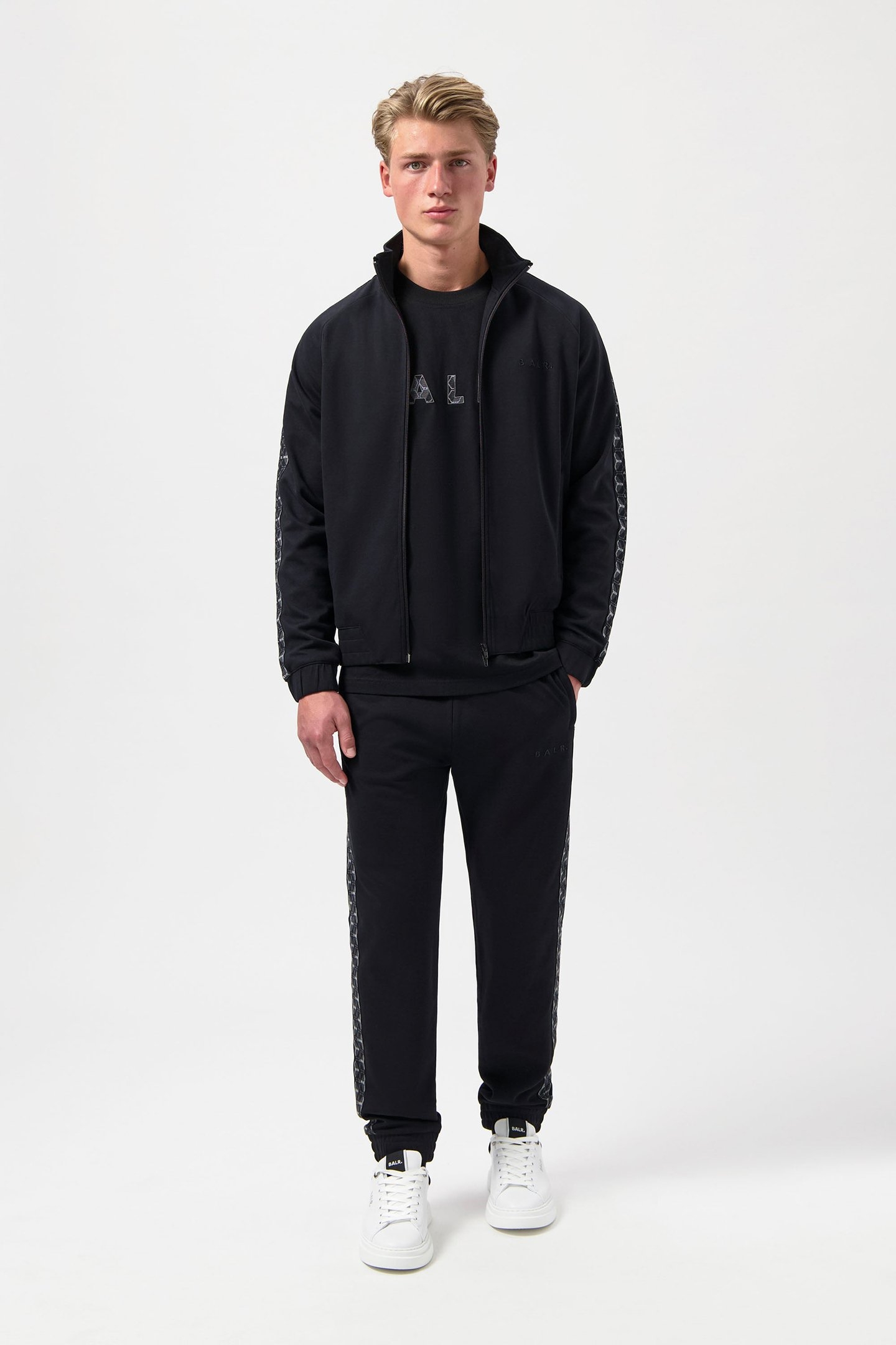 BALR. MONOGRAM TAPE REGULAR FIT TRACK JACKET JET BLACK 1