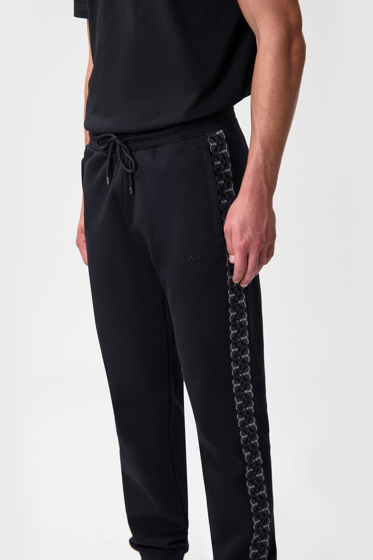 BALR. MONOGRAM TAPE REGULAR FIT TRACK PANTS JET BLACK 6