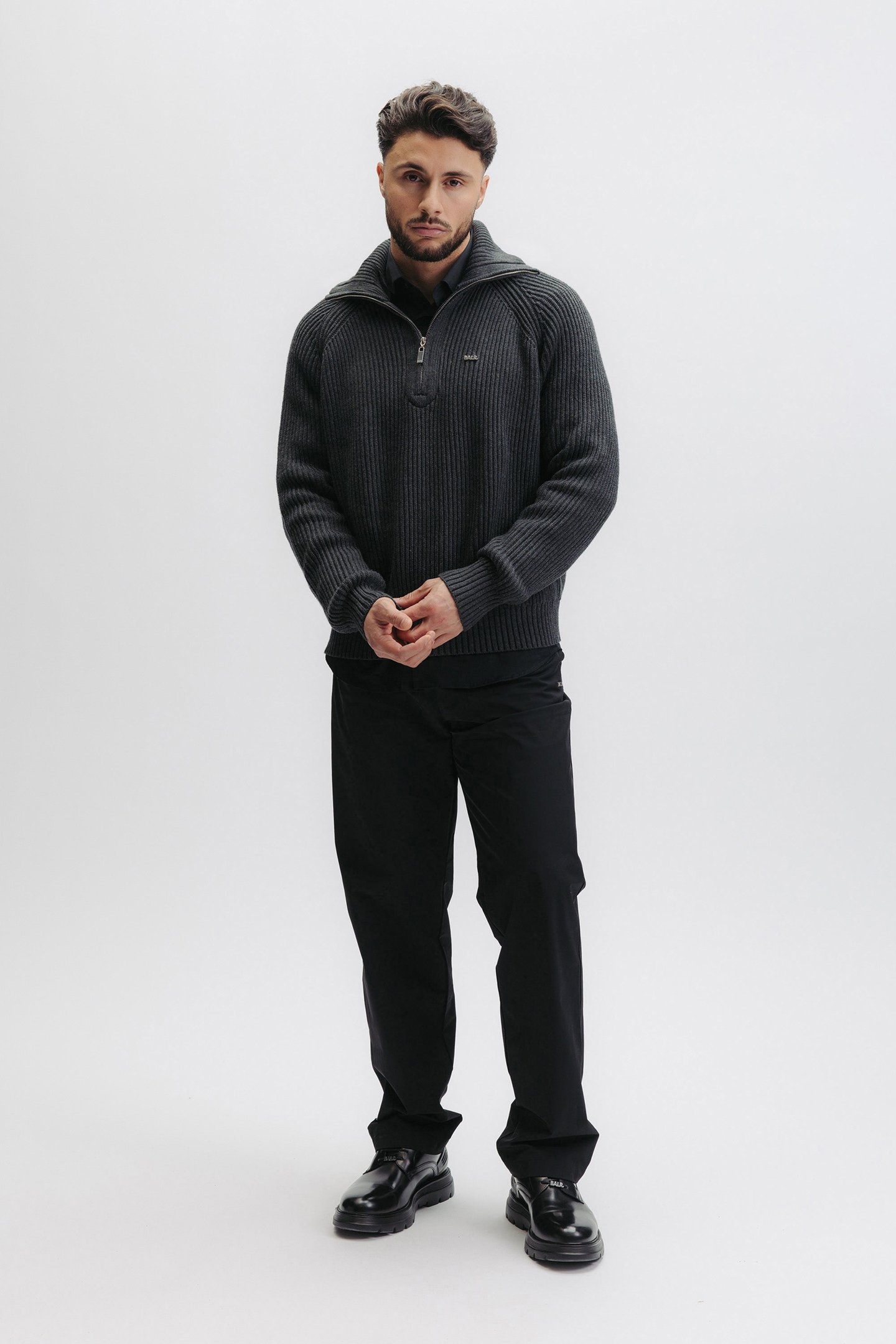 XI KNITTED HALF ZIP VOLCANIC GREY 6