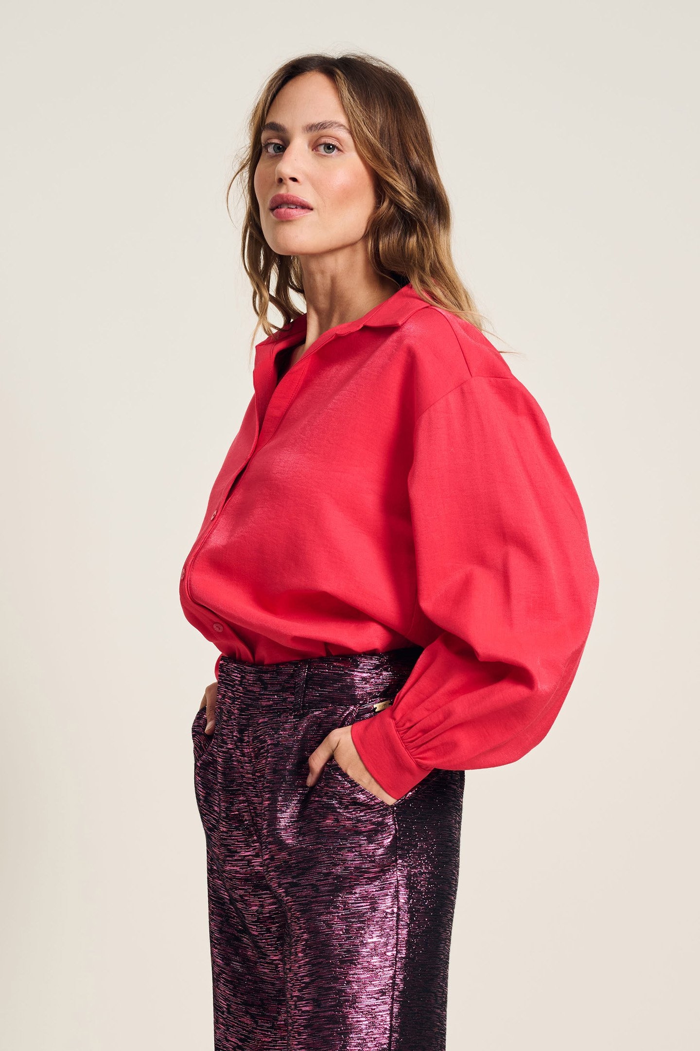 BLOUSE - VIOLET SHIMMER VIBRANT PINK 4