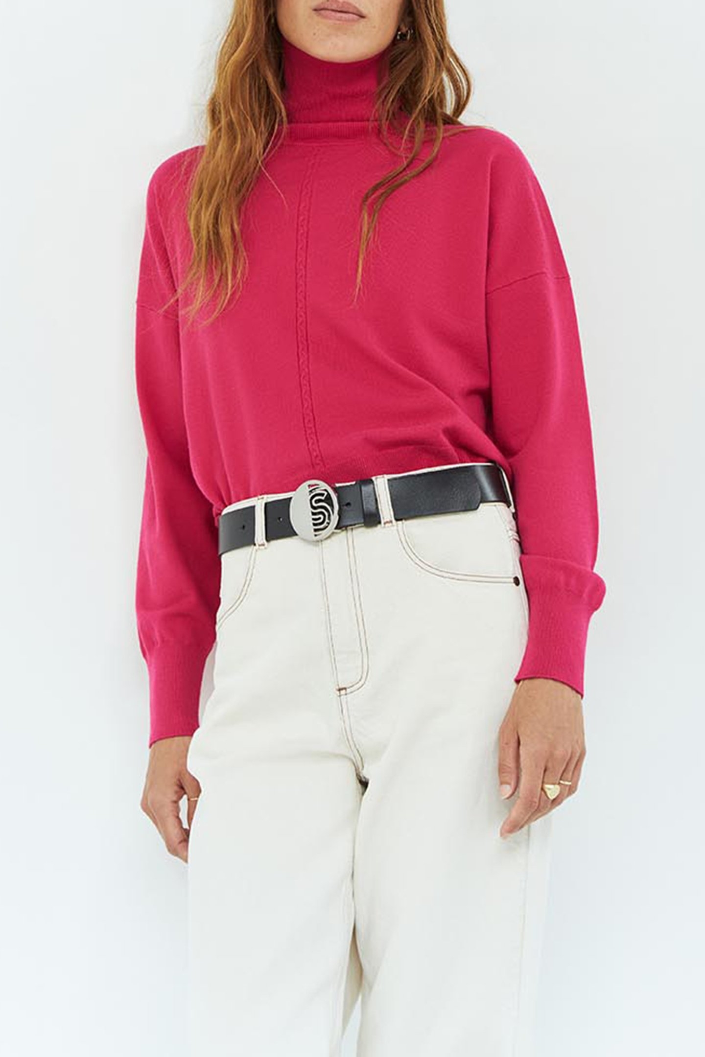 AGREE _ BLACK LEATHER BELT WITH ART DECO BUCKLE 1