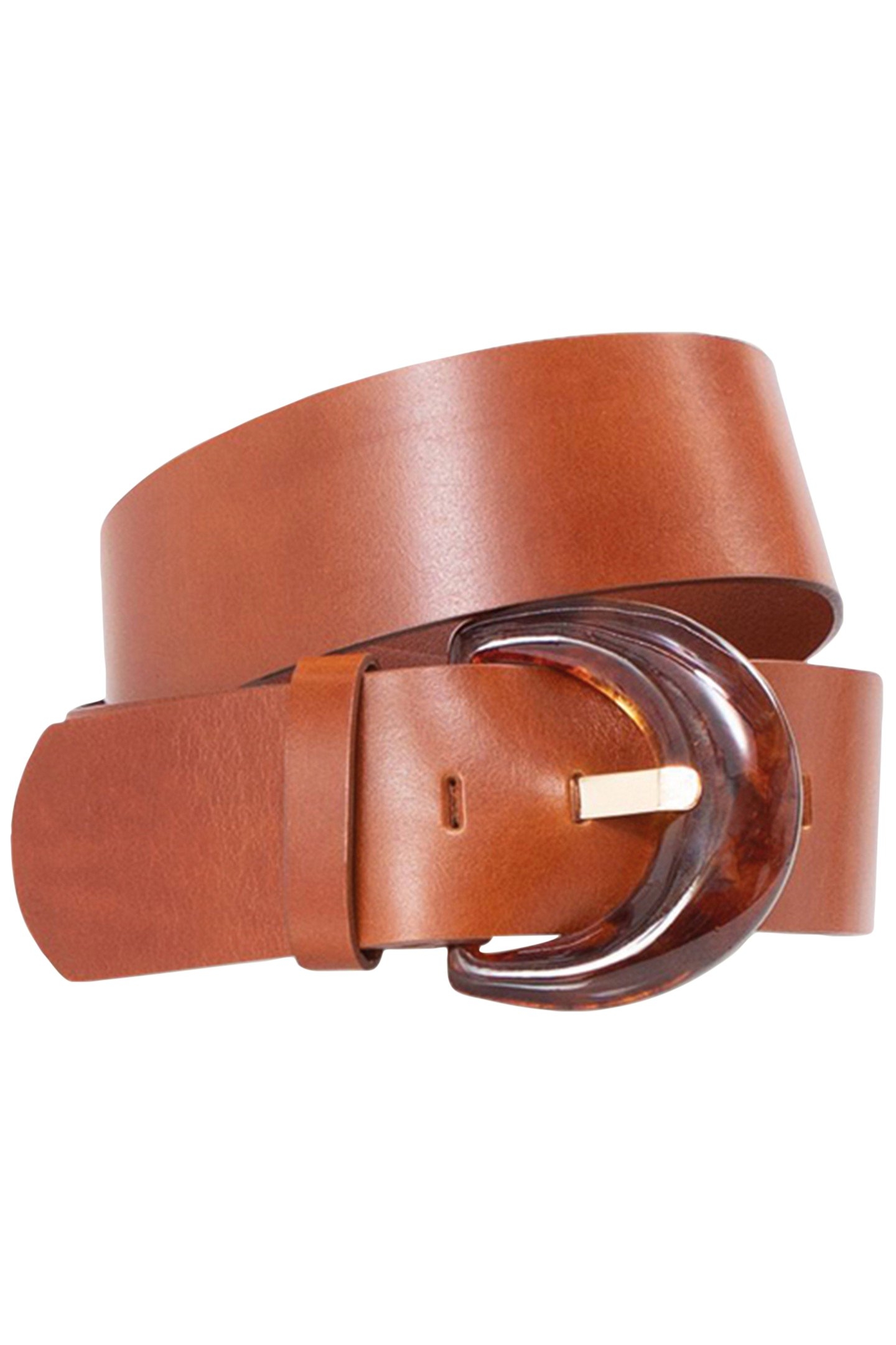 ALIA - WIDE TOFFEE-COLORED SMOOTH LEATHER BELT WITH DECORATI 1