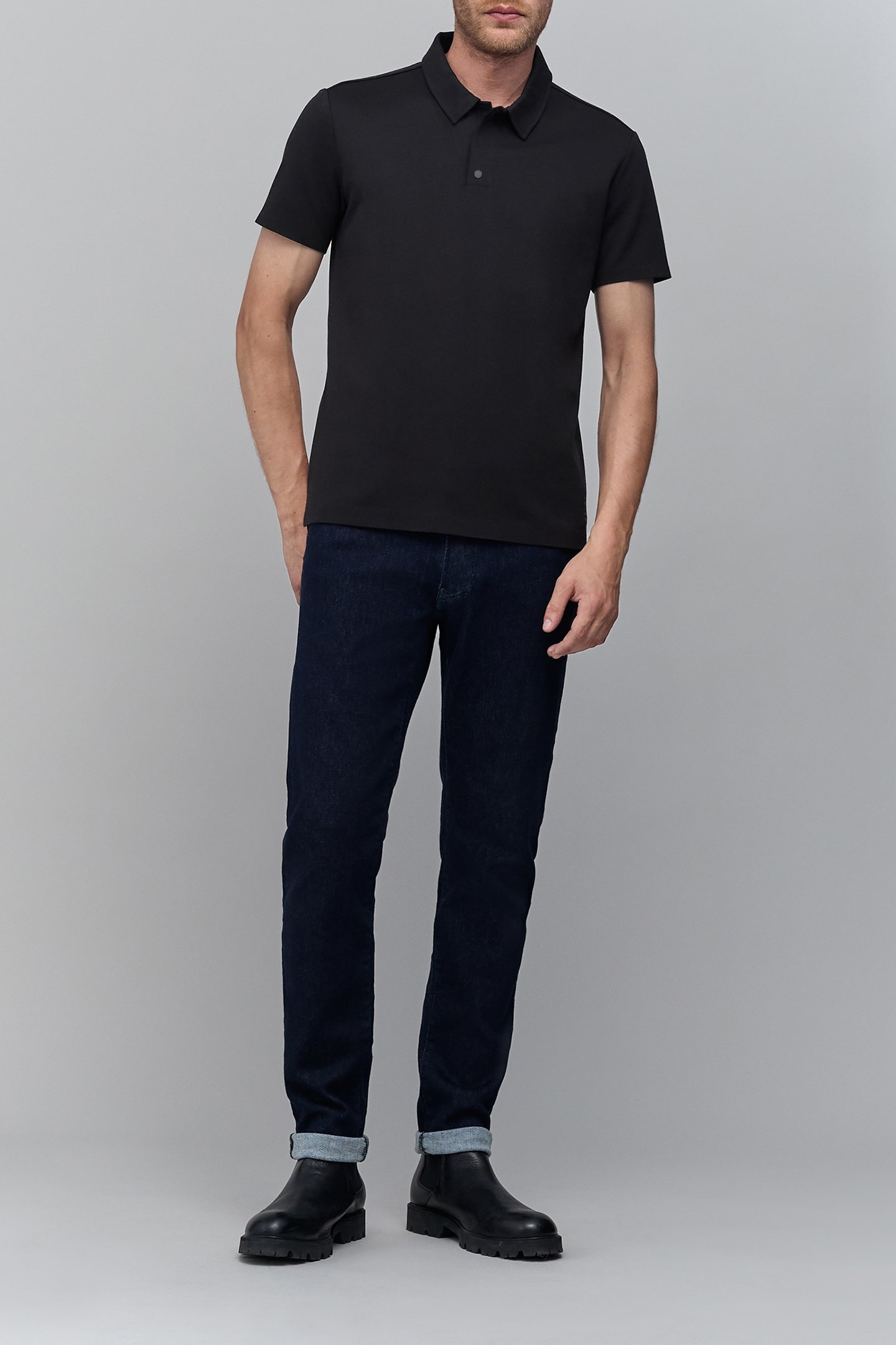 BLACK POLO WITH CLIPS ON COLLAR DRY FAST 3