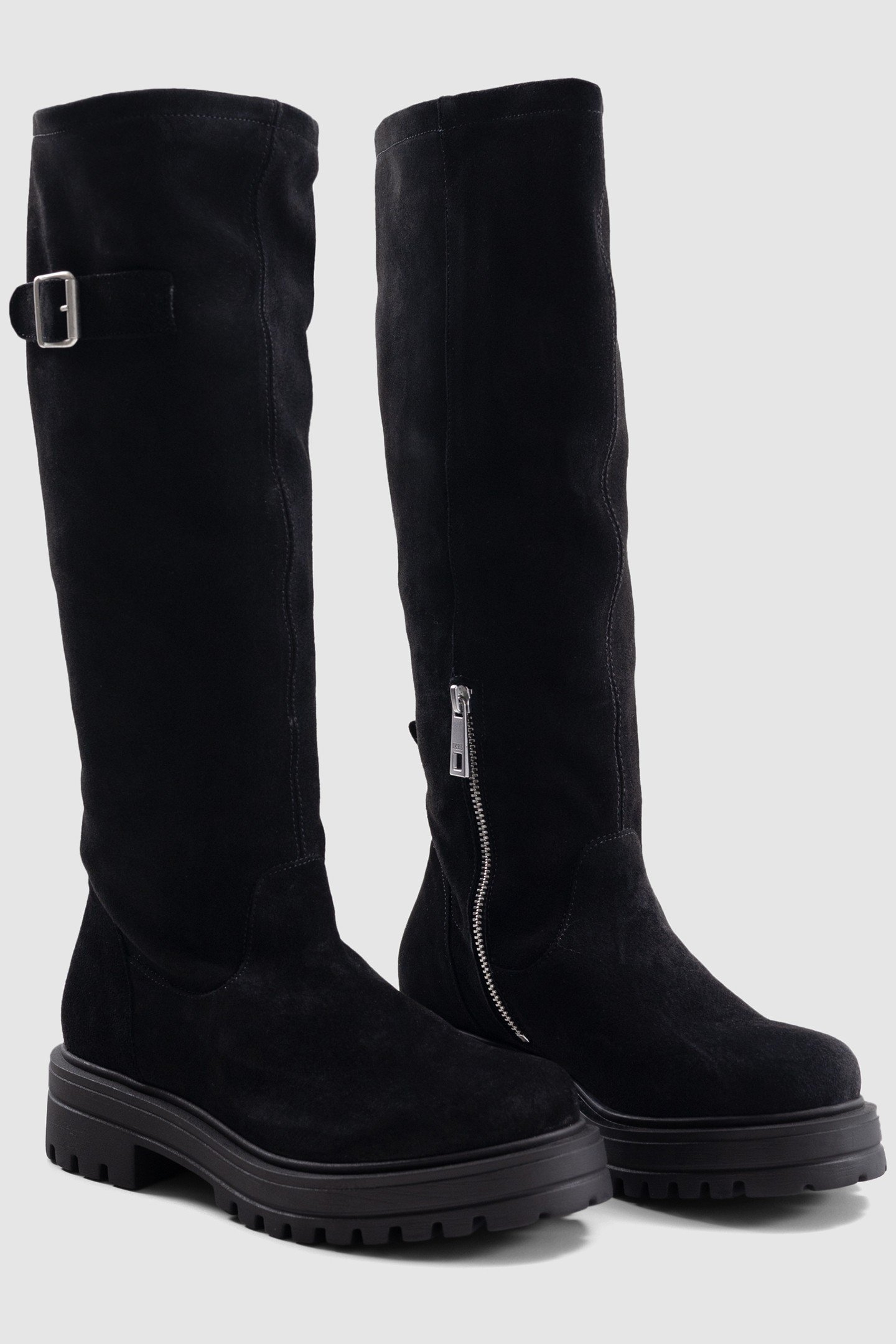 BLACK SUEDE BOOTS WITH BUCKLE DETAIL 2