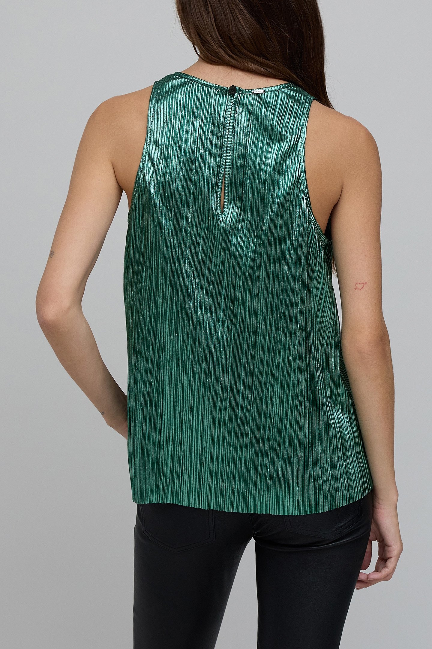 METALLIC EMERALD PLEATED TOP 2