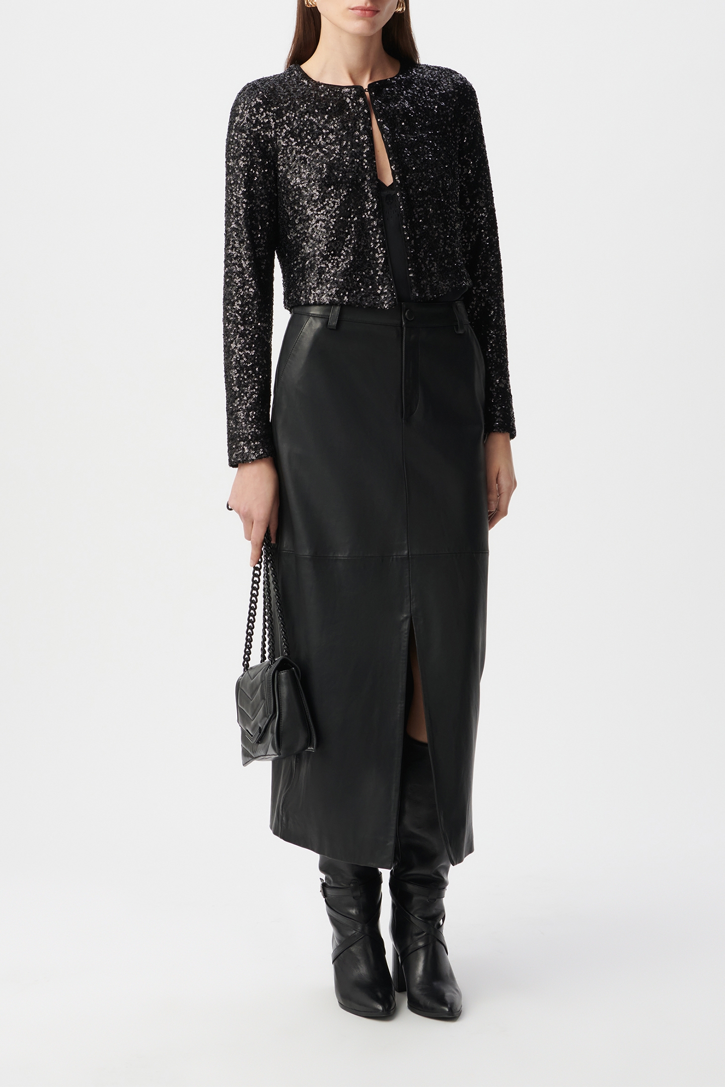 SHORT BLACK JACKET WITH SEQUIN EMBROIDERY 3