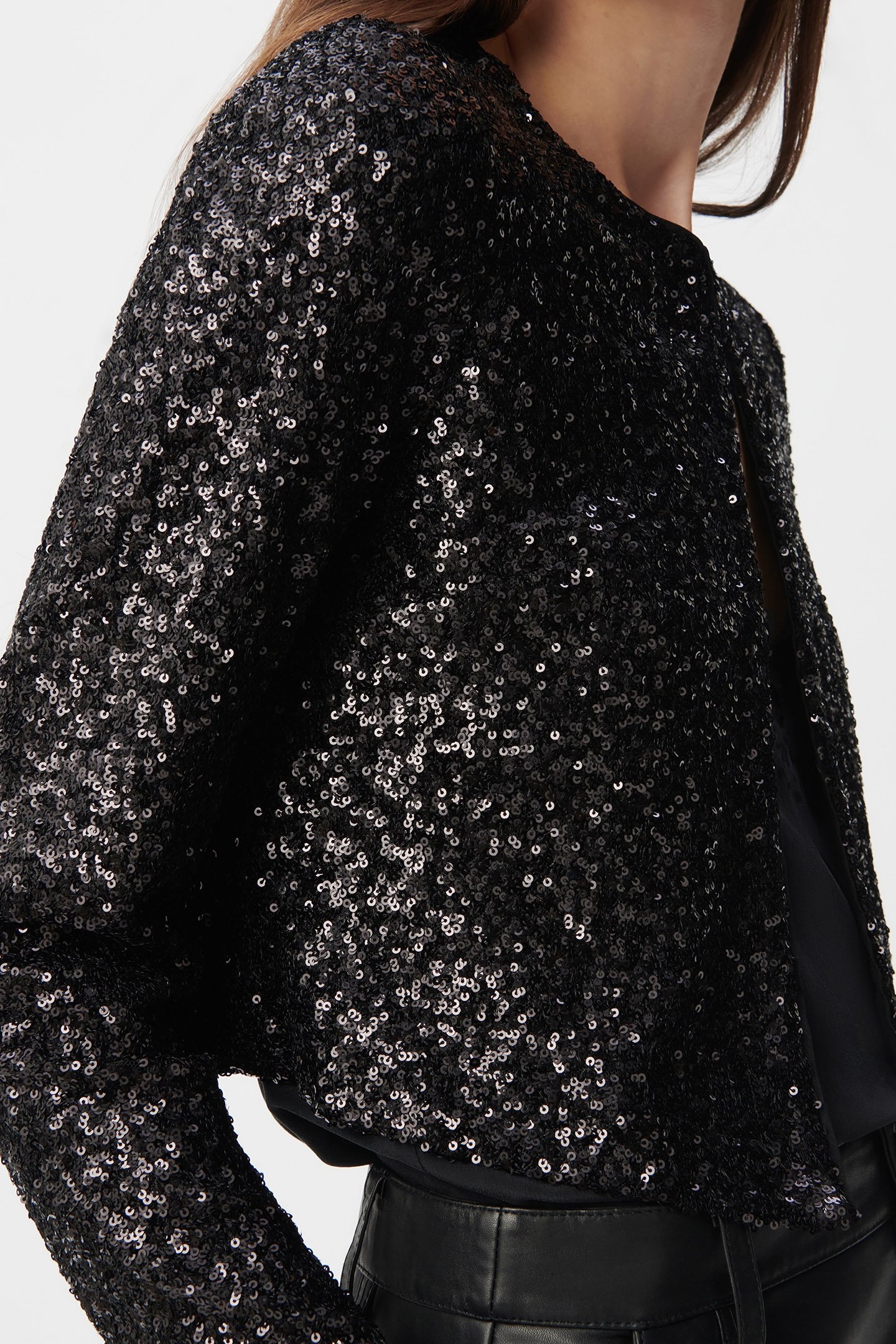 SHORT BLACK JACKET WITH SEQUIN EMBROIDERY 6