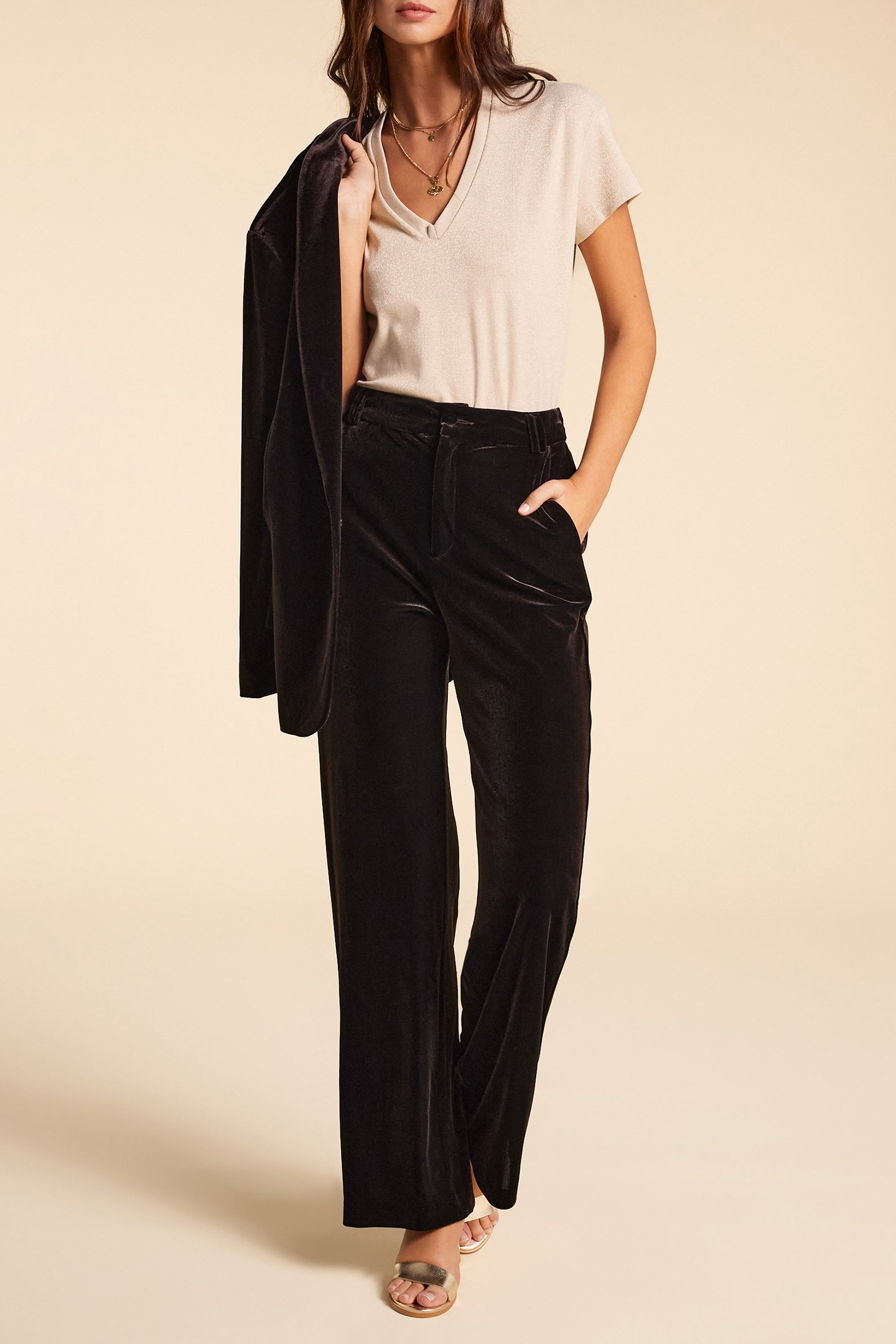 BROWN VELOUR SUIT PANTS 6