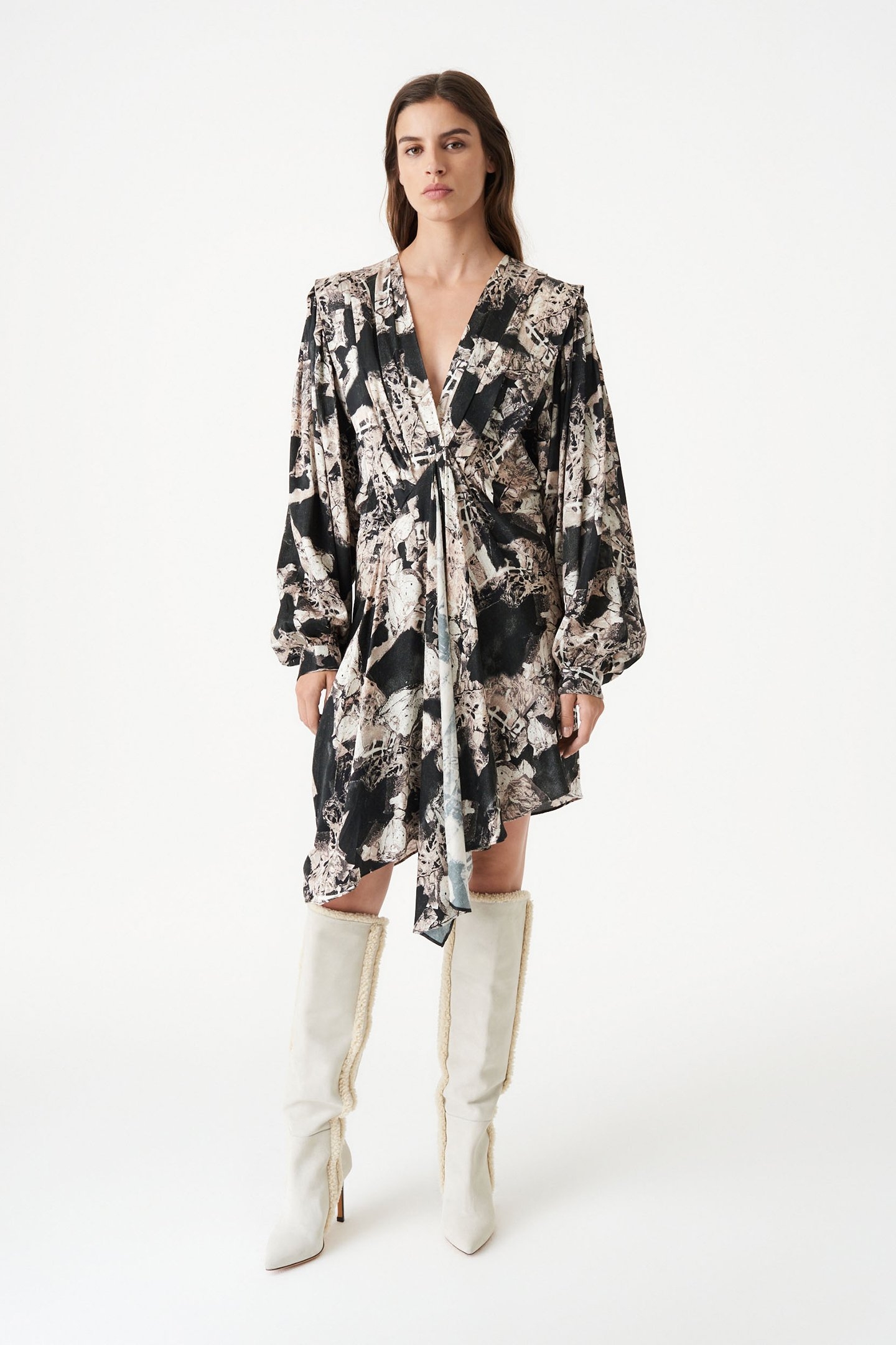 NIRVELI DRESS BLACK/BEIGE 2