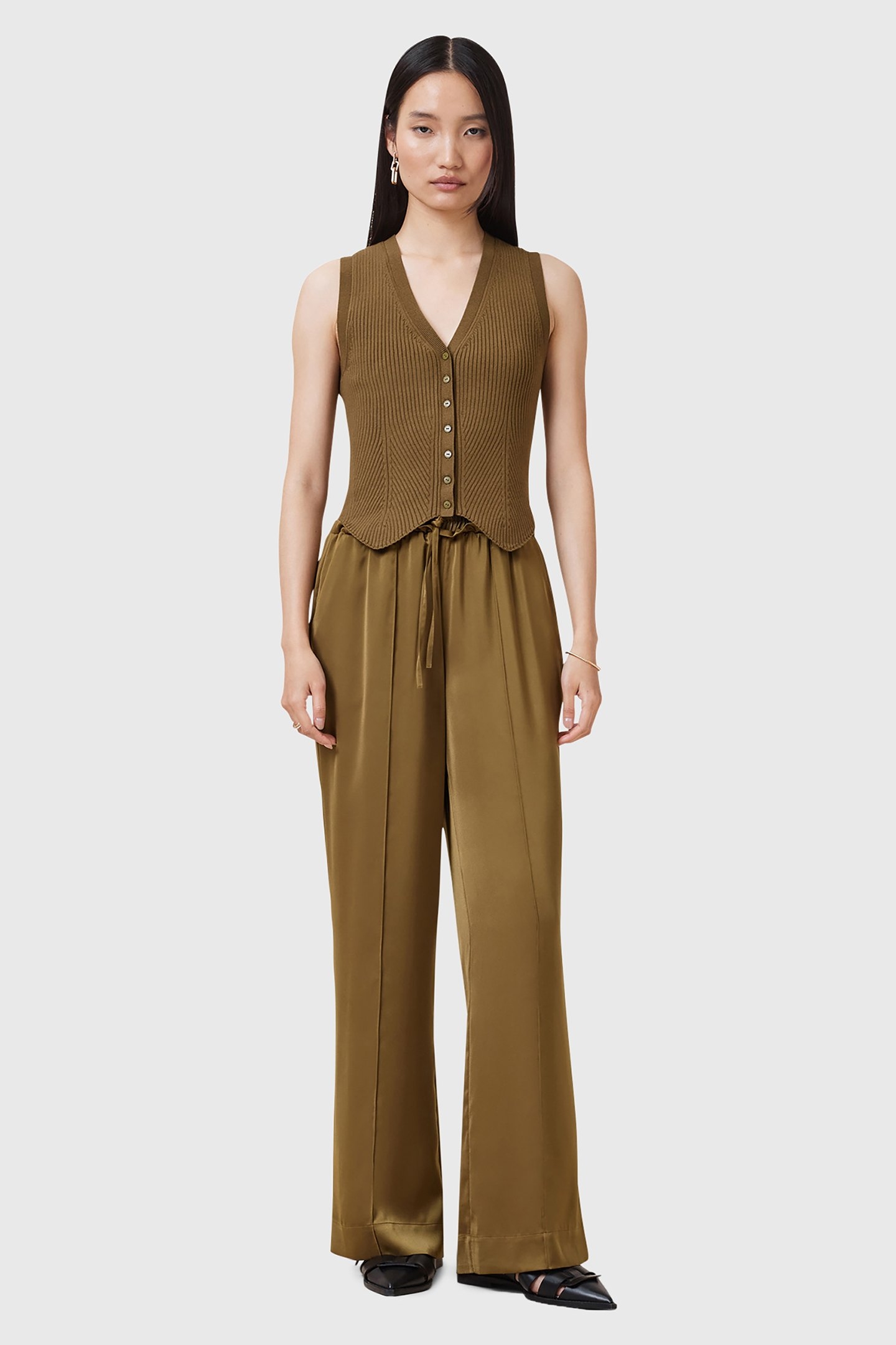 ALBA SATIN TROUSER MOSS GREEN 5